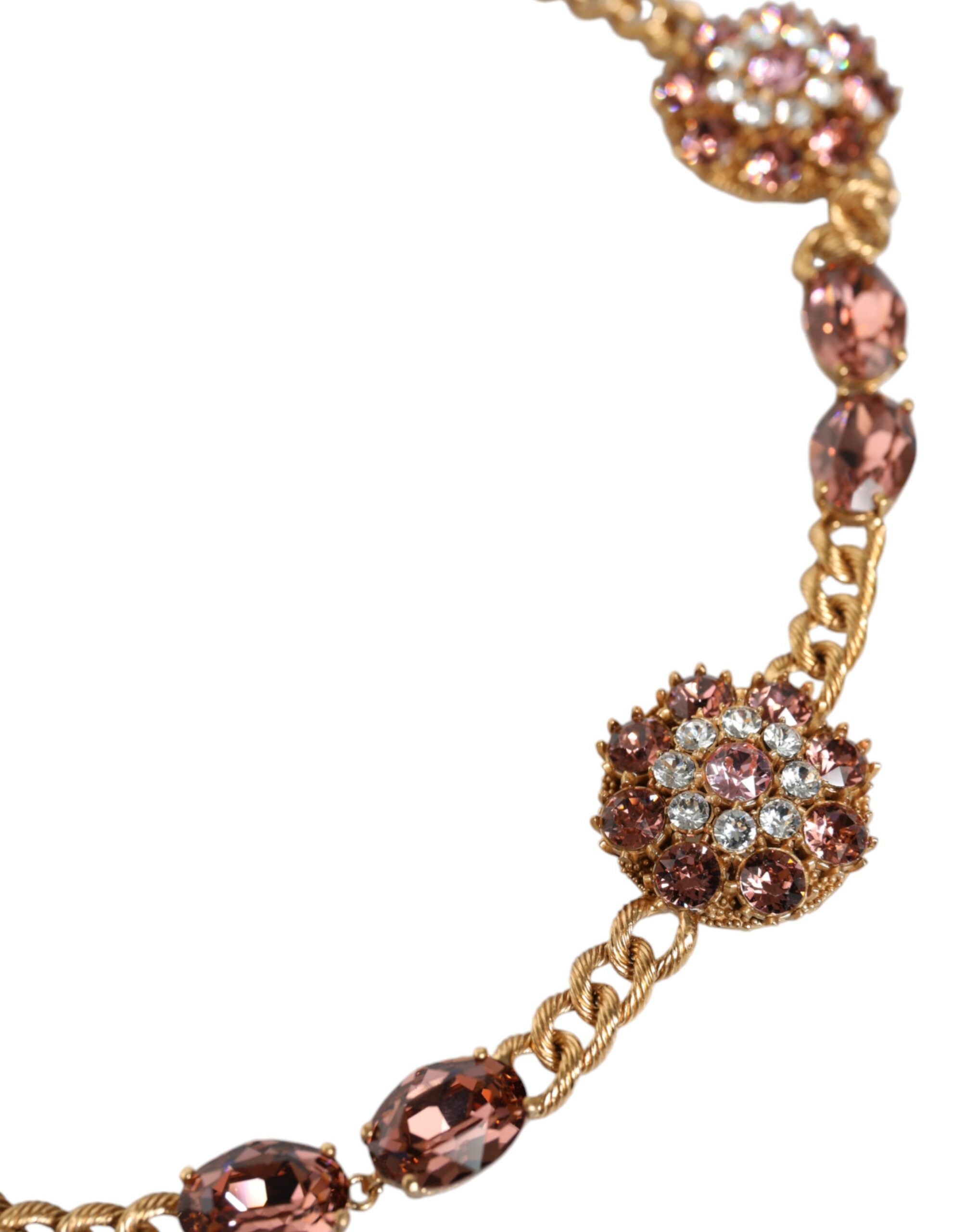 Dolce & Gabbana Goldfarbene Messing-Taillenkette mit Kristallverzierung