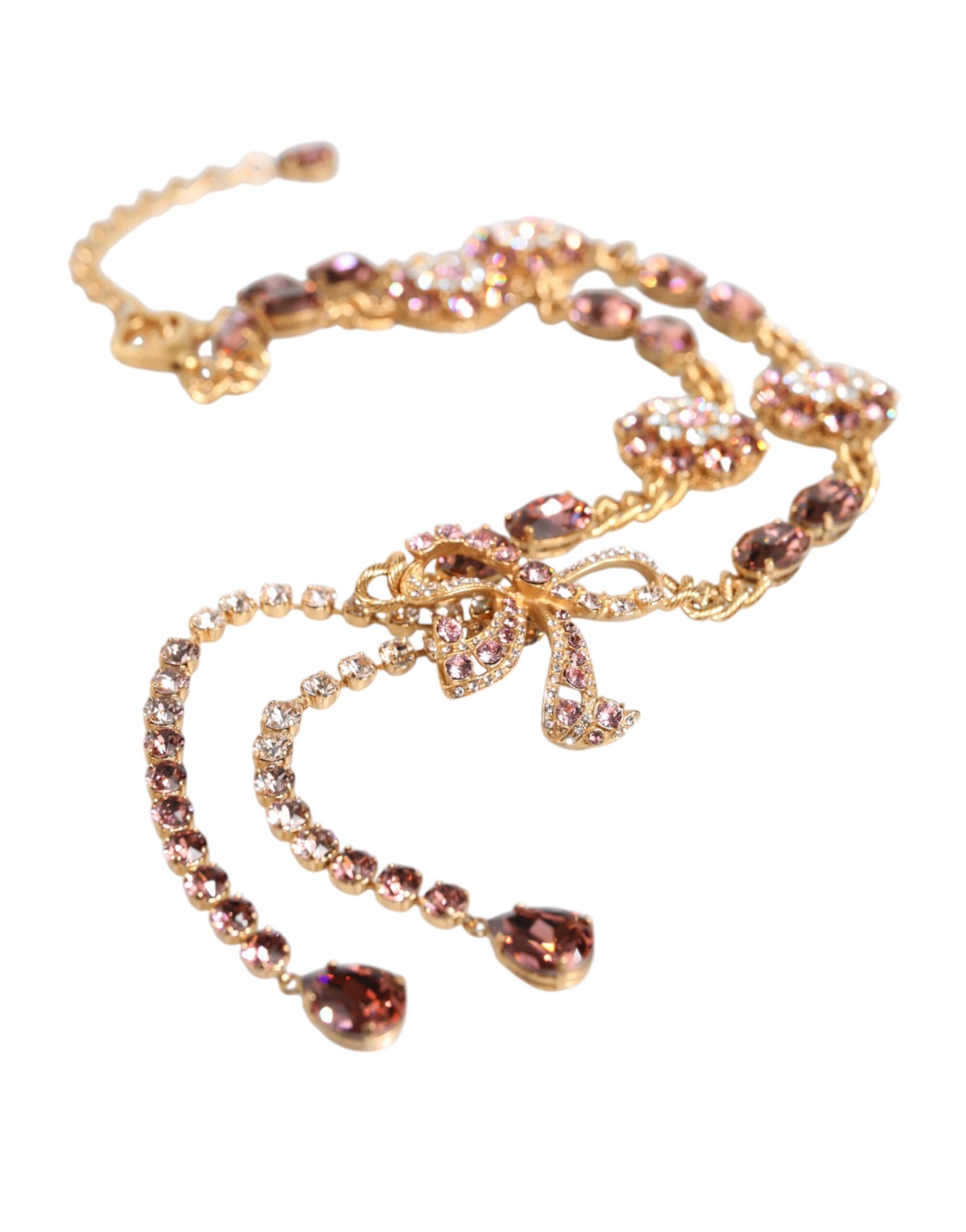 Dolce & Gabbana Goldfarbene Messing-Taillenkette mit Kristallverzierung