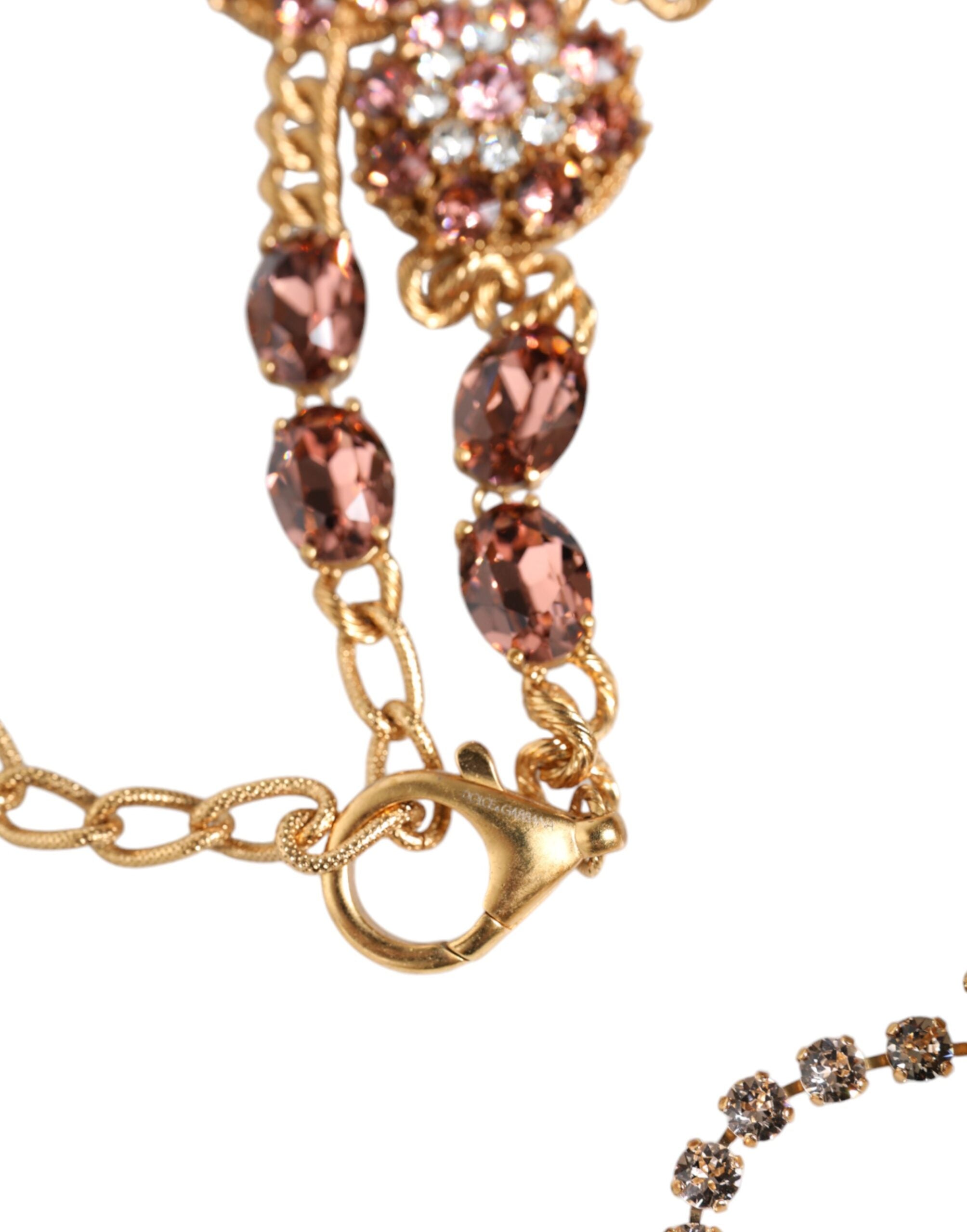 Dolce & Gabbana Goldfarbene Messing-Taillenkette mit Kristallverzierung