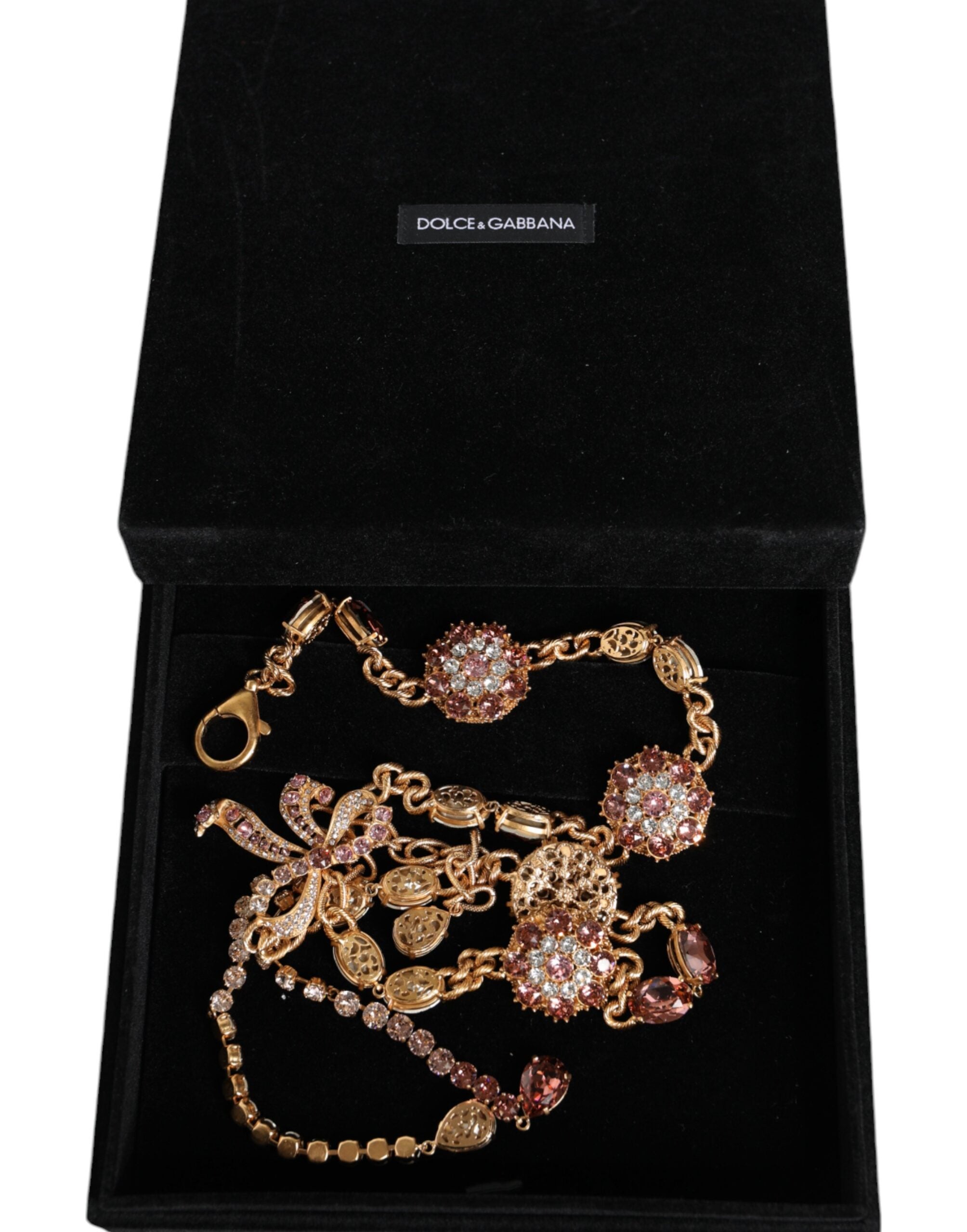 Dolce & Gabbana Goldfarbene Messing-Taillenkette mit Kristallverzierung