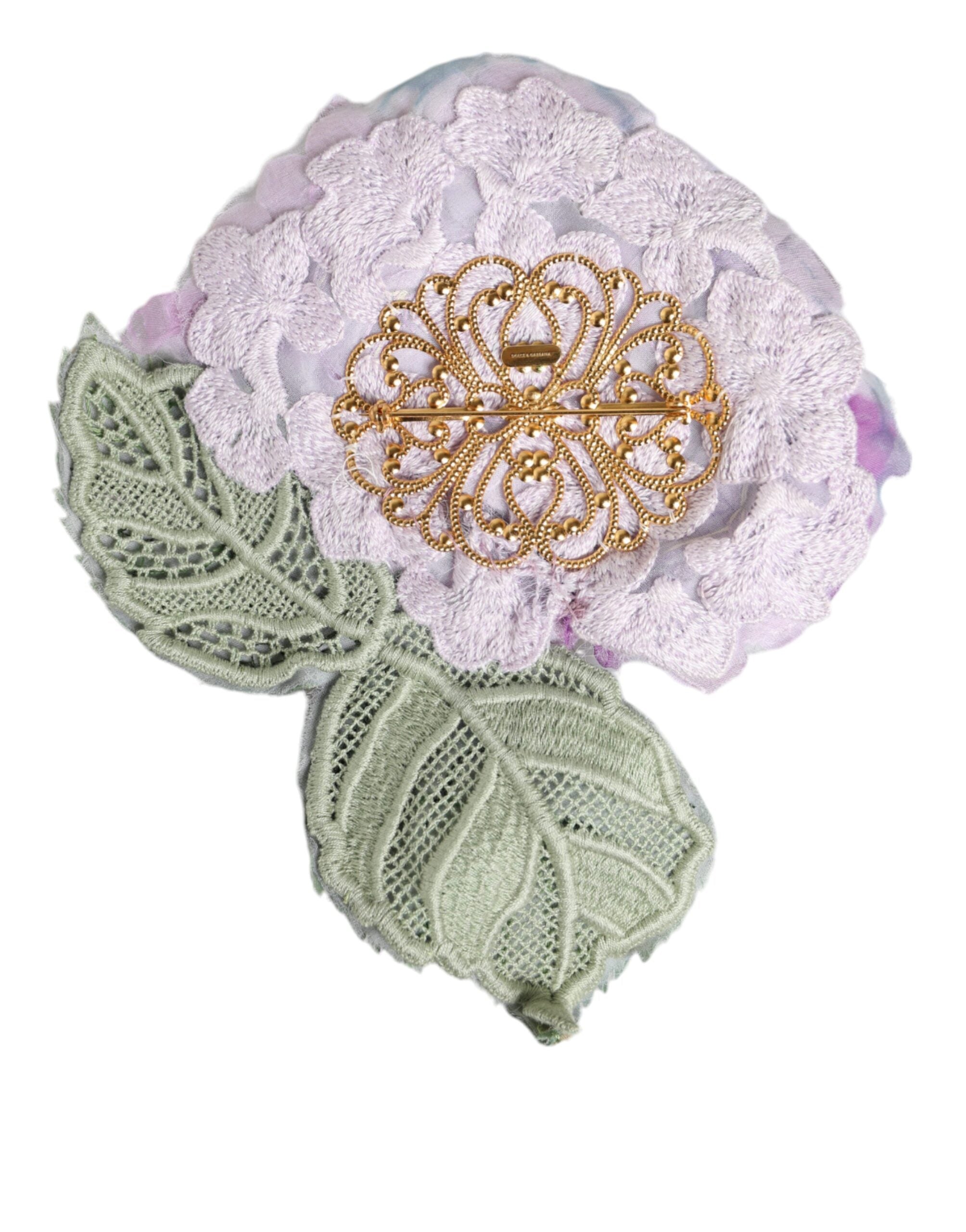 Dolce & Gabbana Mehrfarbige Hortensie Gold Messing Nadel Brosche