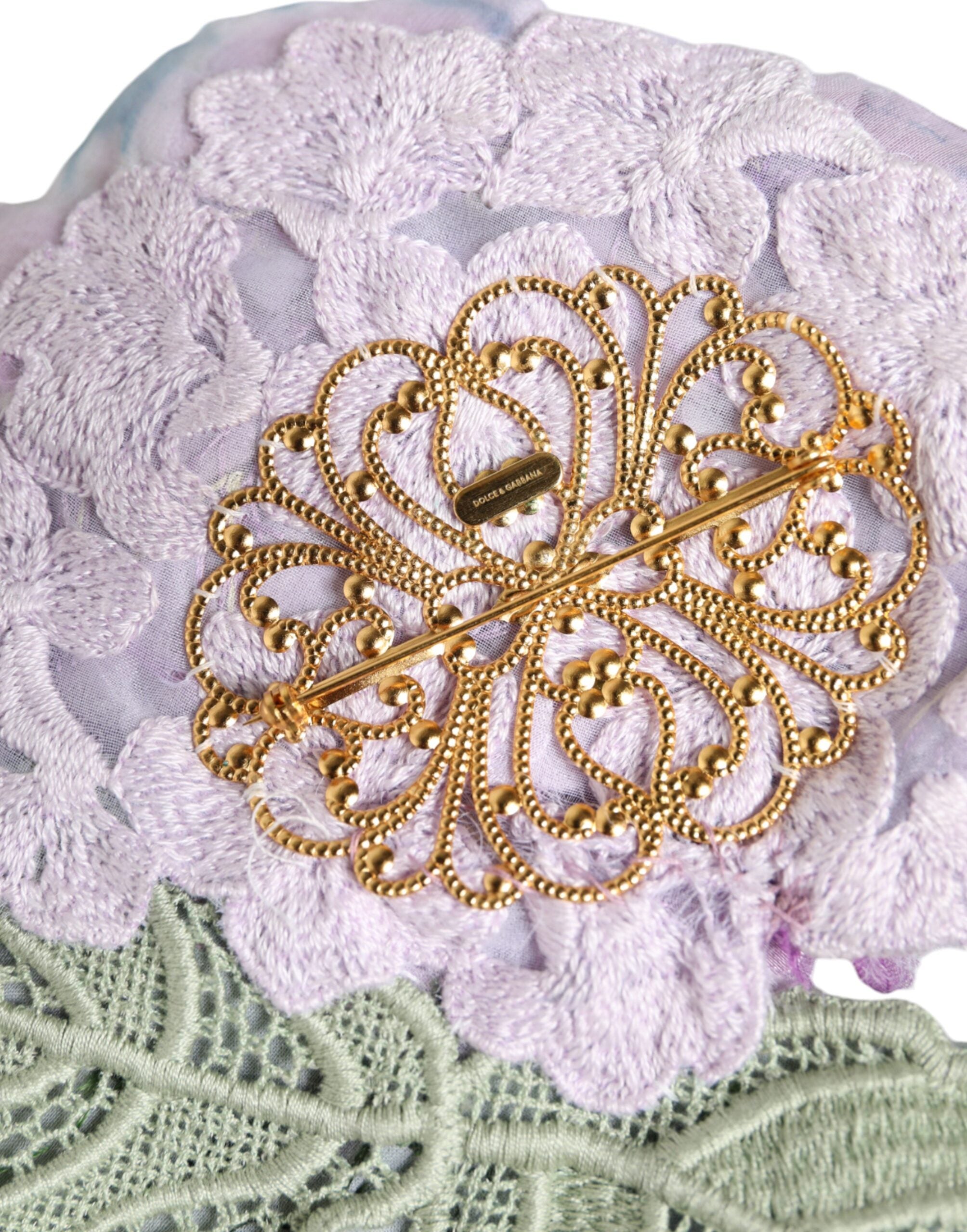 Dolce & Gabbana Mehrfarbige Hortensie Gold Messing Nadel Brosche