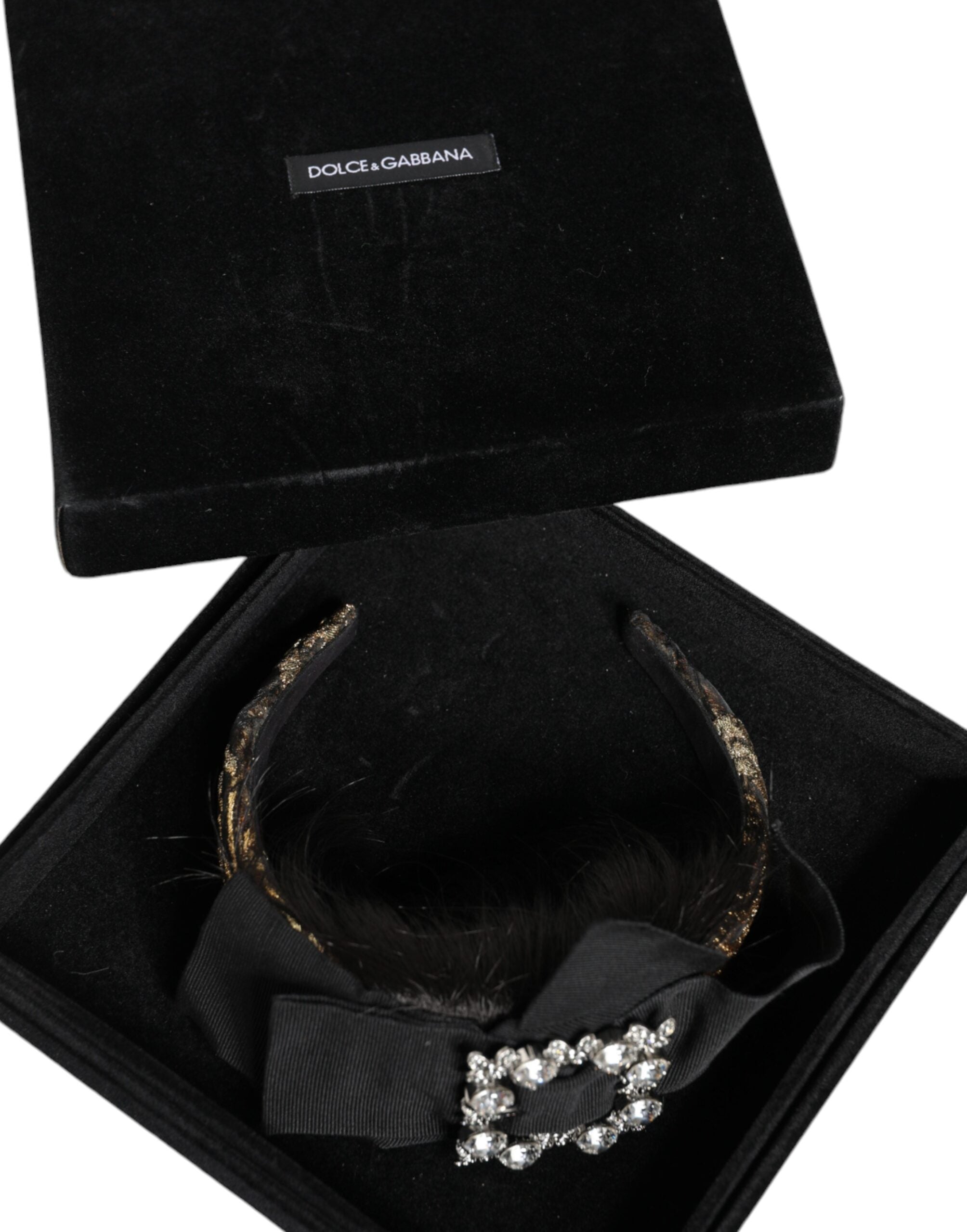 Dolce &amp; Gabbana Schwarzes Haar Parrucchiera Kristall Stirnband Diadem