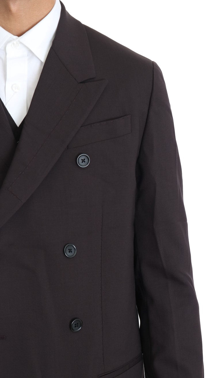 Dolce & Gabbana Bordeaux Wollen Stretch Lang Drie Suits Pak