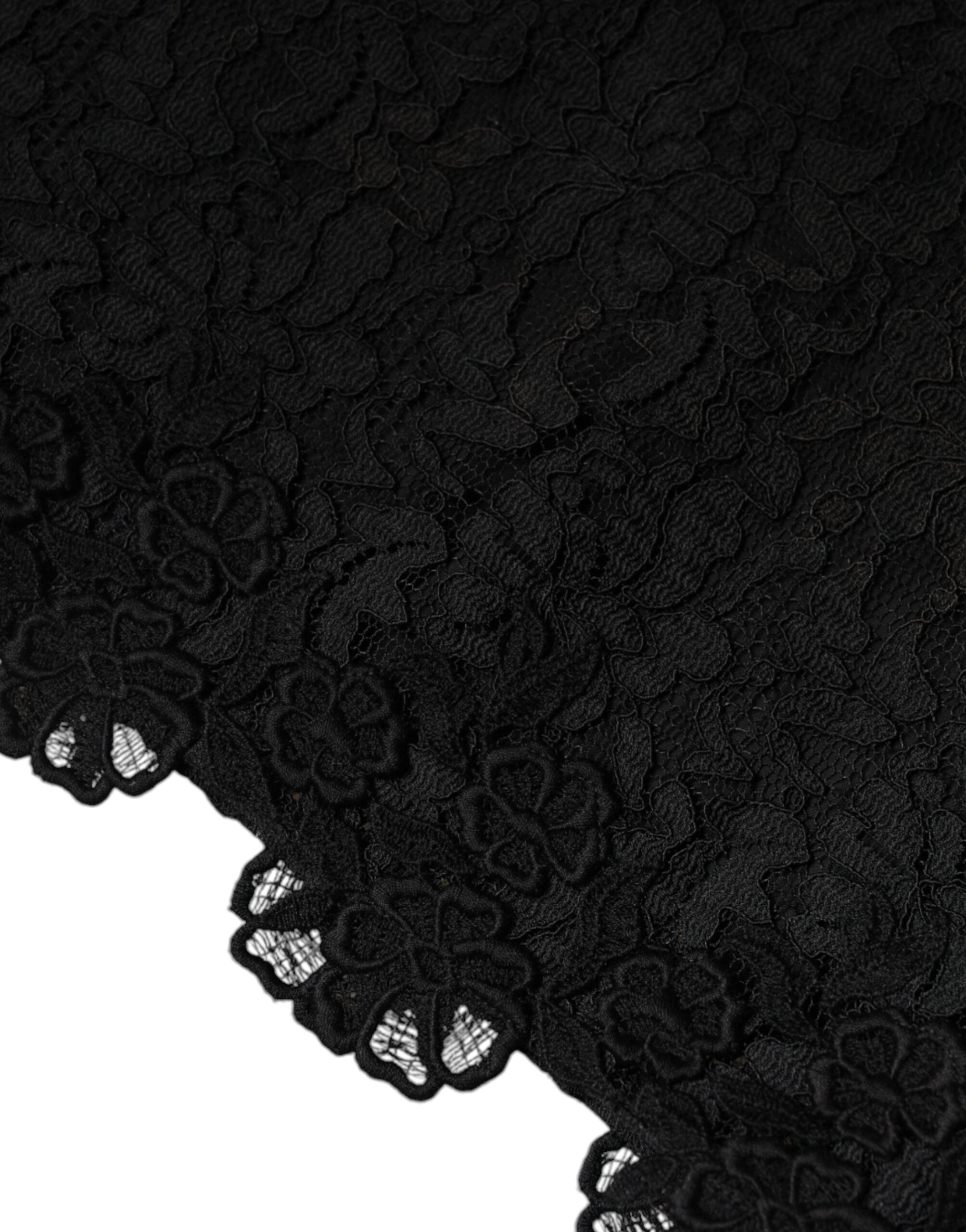 Dolce &amp; Gabbana – Schwarzes, ärmelloses Minikleid aus floraler Spitze