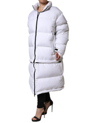 Dolce & Gabbana Weiße Puffer-Steppjacke mit durchgehendem Reißverschluss