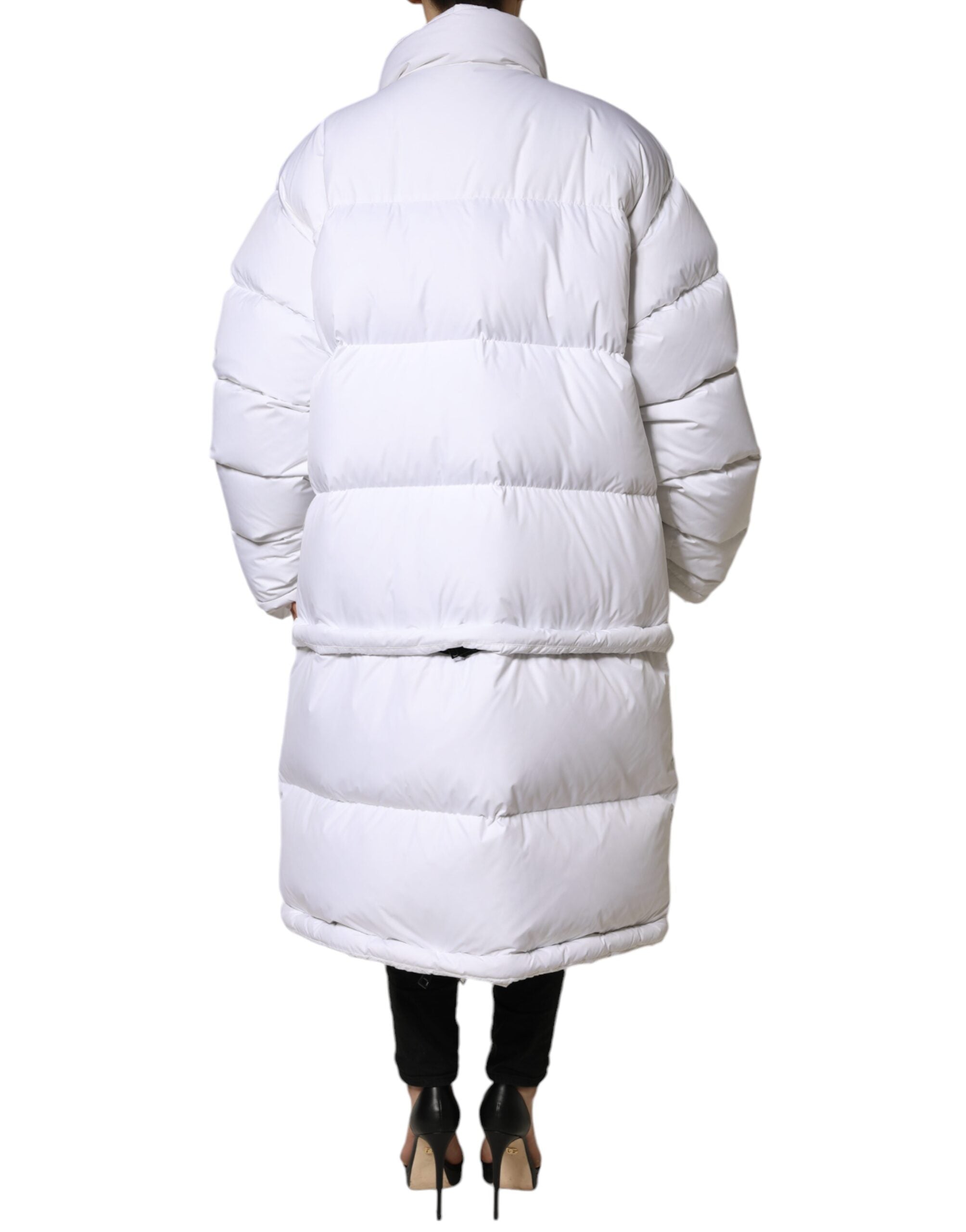 Dolce & Gabbana Weiße Puffer-Steppjacke mit durchgehendem Reißverschluss