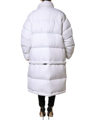 Dolce & Gabbana Weiße Puffer-Steppjacke mit durchgehendem Reißverschluss