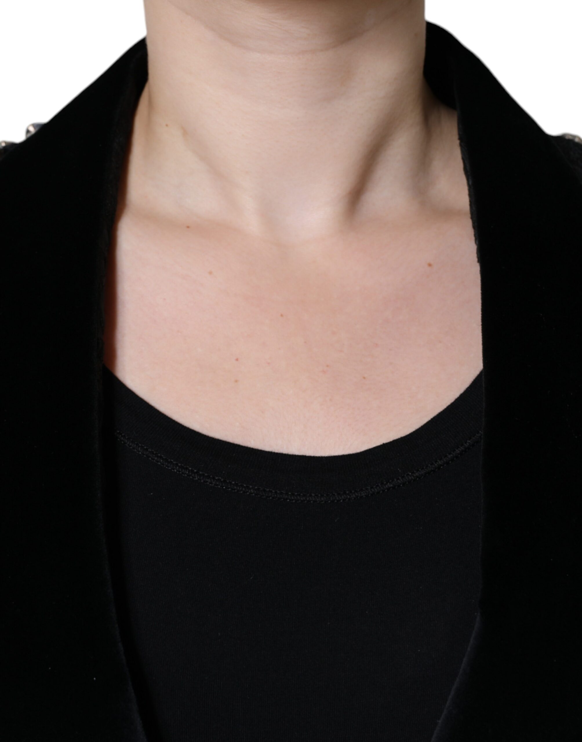 Dolce & Gabbana Schwarze Jacquardjacke mit Kristallblumenmuster