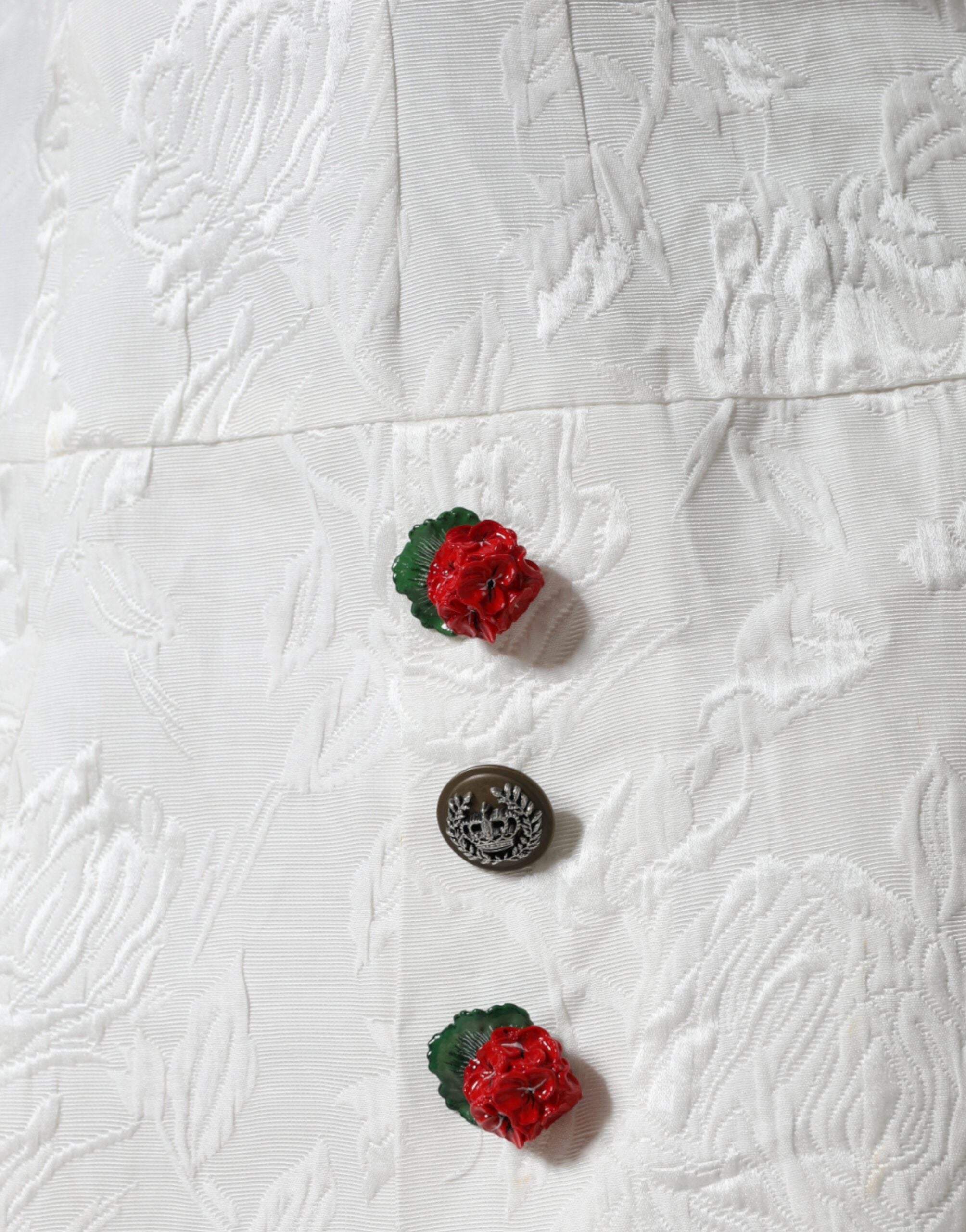 Dolce & Gabbana Minirock aus weißem Blumenbrokat mit Verzierungen