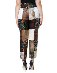 Dolce & Gabbana Multicolor Patchwork Jacquard High Waist Pants