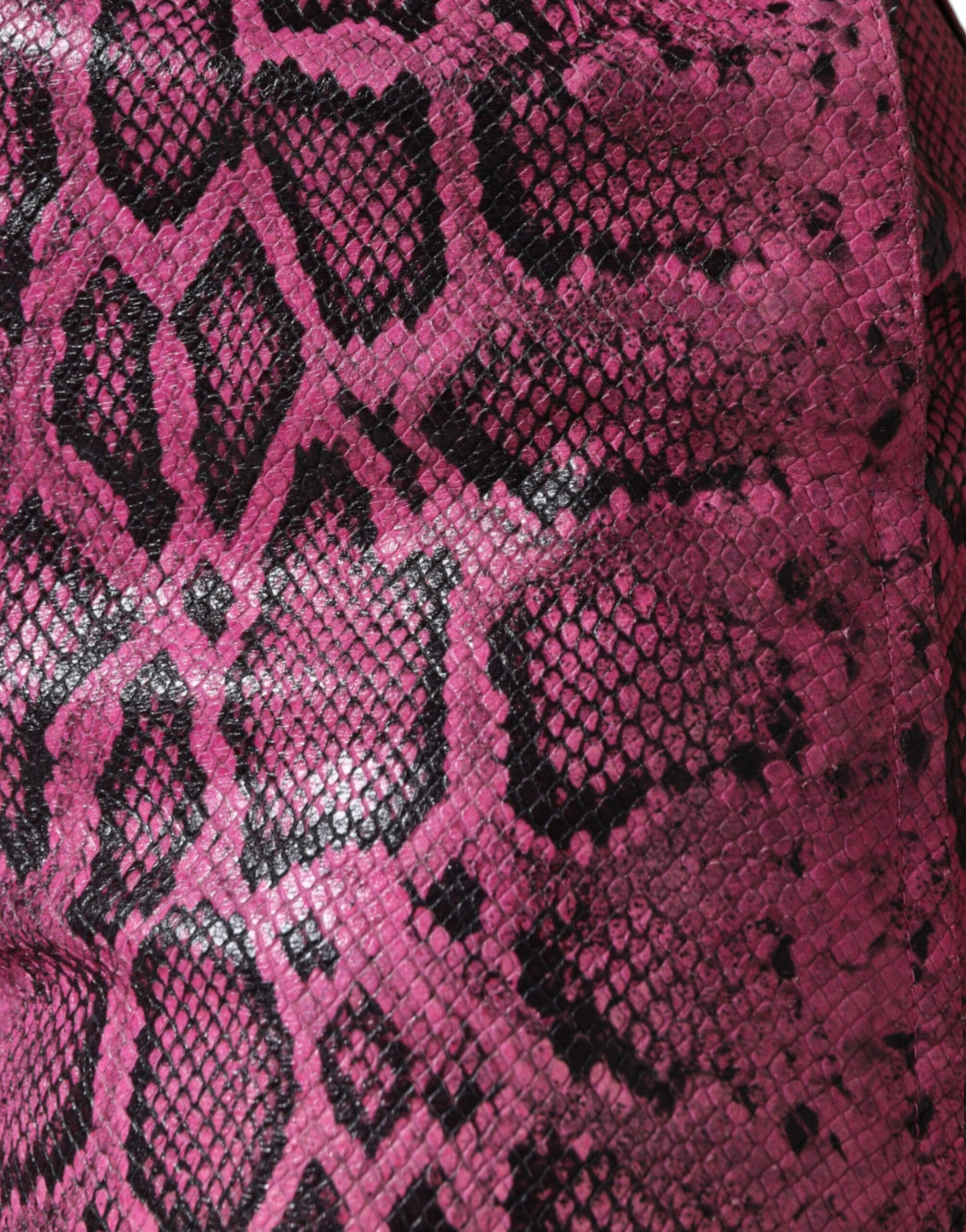 Dolce & Gabbana Pinke Leder High-Waist Hot Pants Shorts