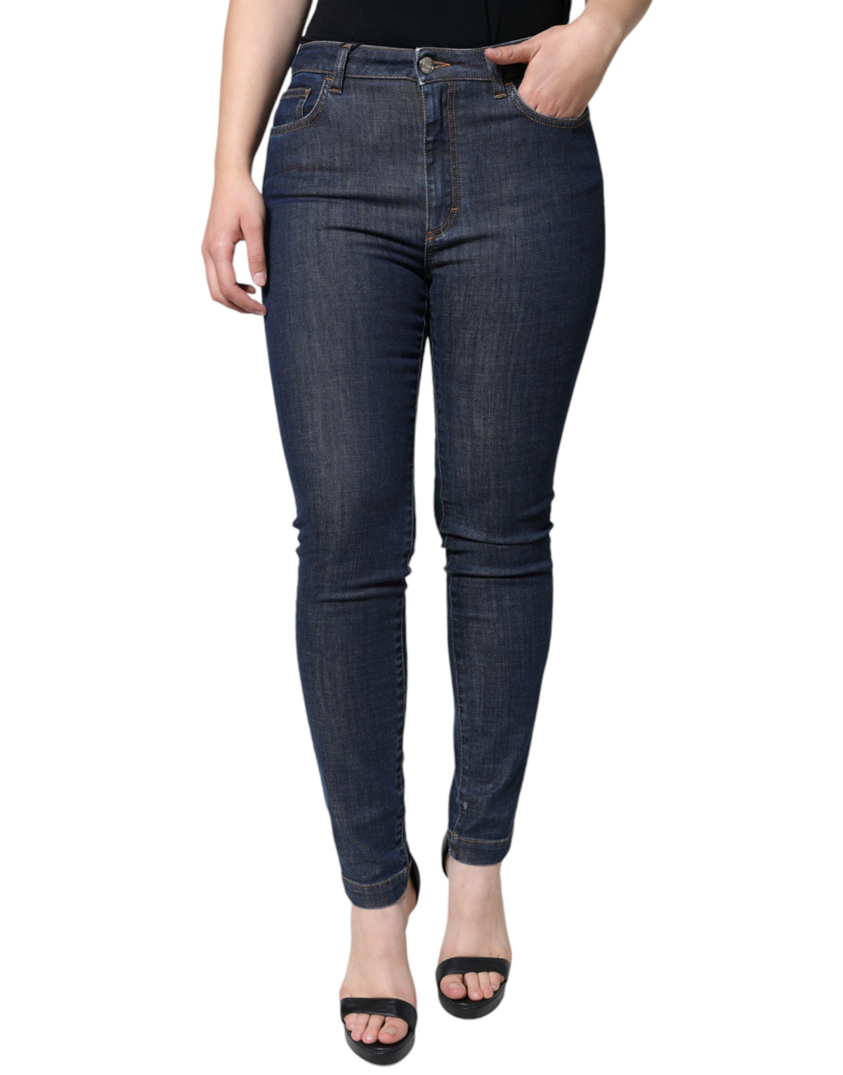 Dolce & Gabbana Dunkelblaue QUEEN Baumwoll-Skinny-Jeans
