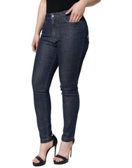 Dolce & Gabbana Dunkelblaue QUEEN Baumwoll-Skinny-Jeans