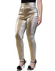 Dolce & Gabbana Metallic-Goldene High-Waist Skinny-Hose