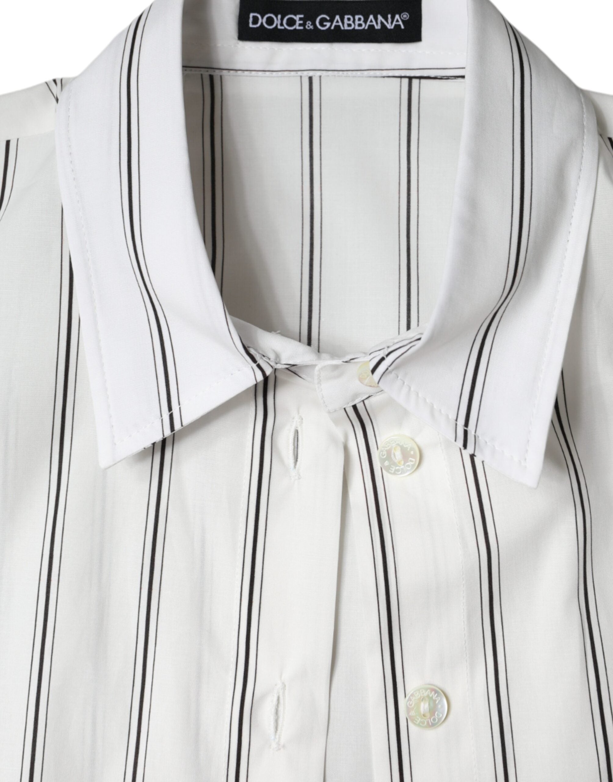 Dolce & Gabbana Weiß Gestreiftes Kurzärmliges Poloshirt mit Kragen
