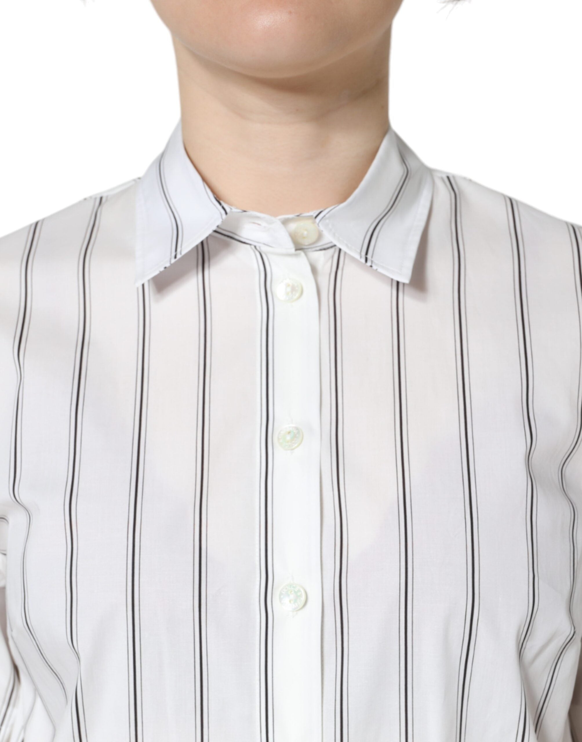 Dolce & Gabbana Weiß Gestreiftes Kurzärmliges Poloshirt mit Kragen