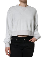 Dolce & Gabbana Weißer Pullover mit Rundhalsausschnitt aus elastischem Nylon