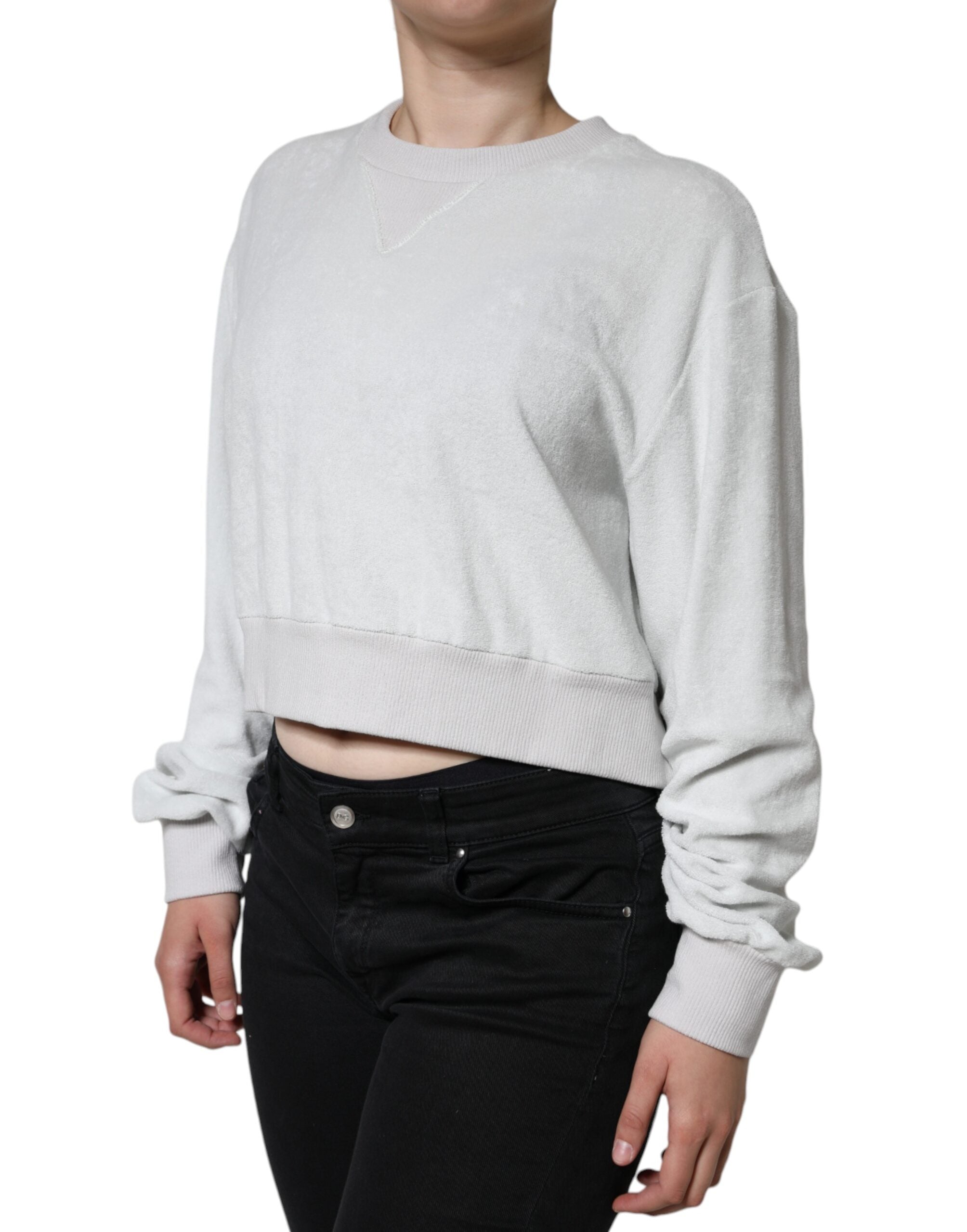 Dolce & Gabbana Weißer Pullover mit Rundhalsausschnitt aus elastischem Nylon