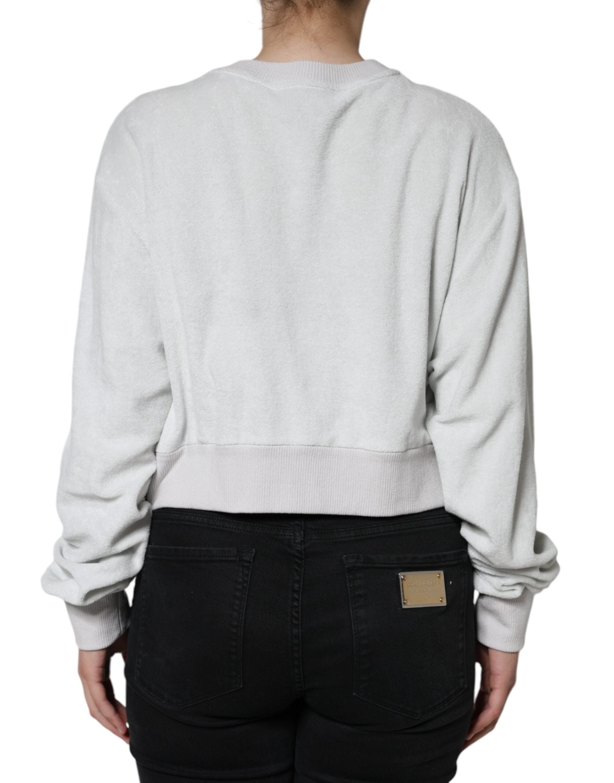 Dolce & Gabbana Weißer Pullover mit Rundhalsausschnitt aus elastischem Nylon