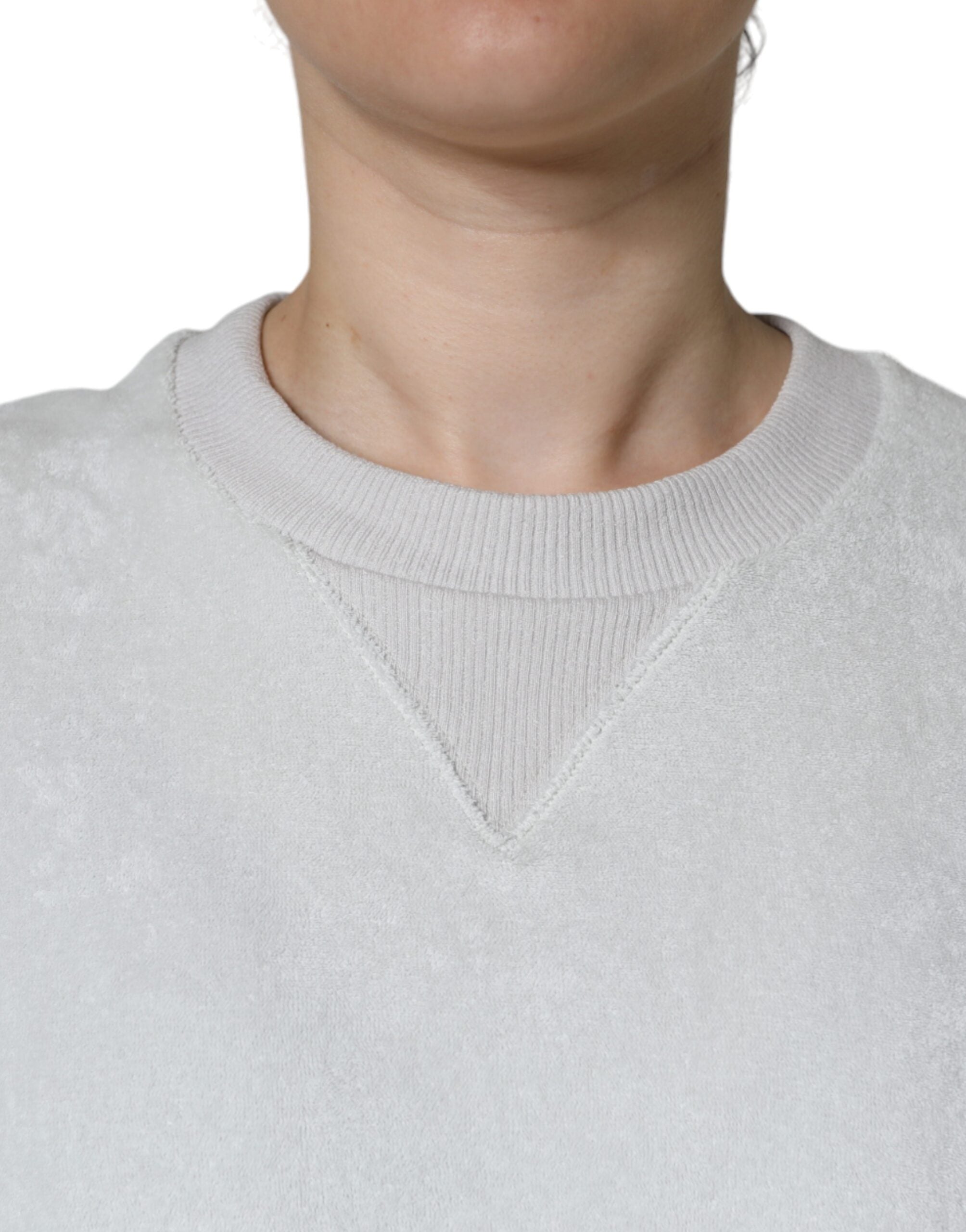 Dolce & Gabbana Weißer Pullover mit Rundhalsausschnitt aus elastischem Nylon