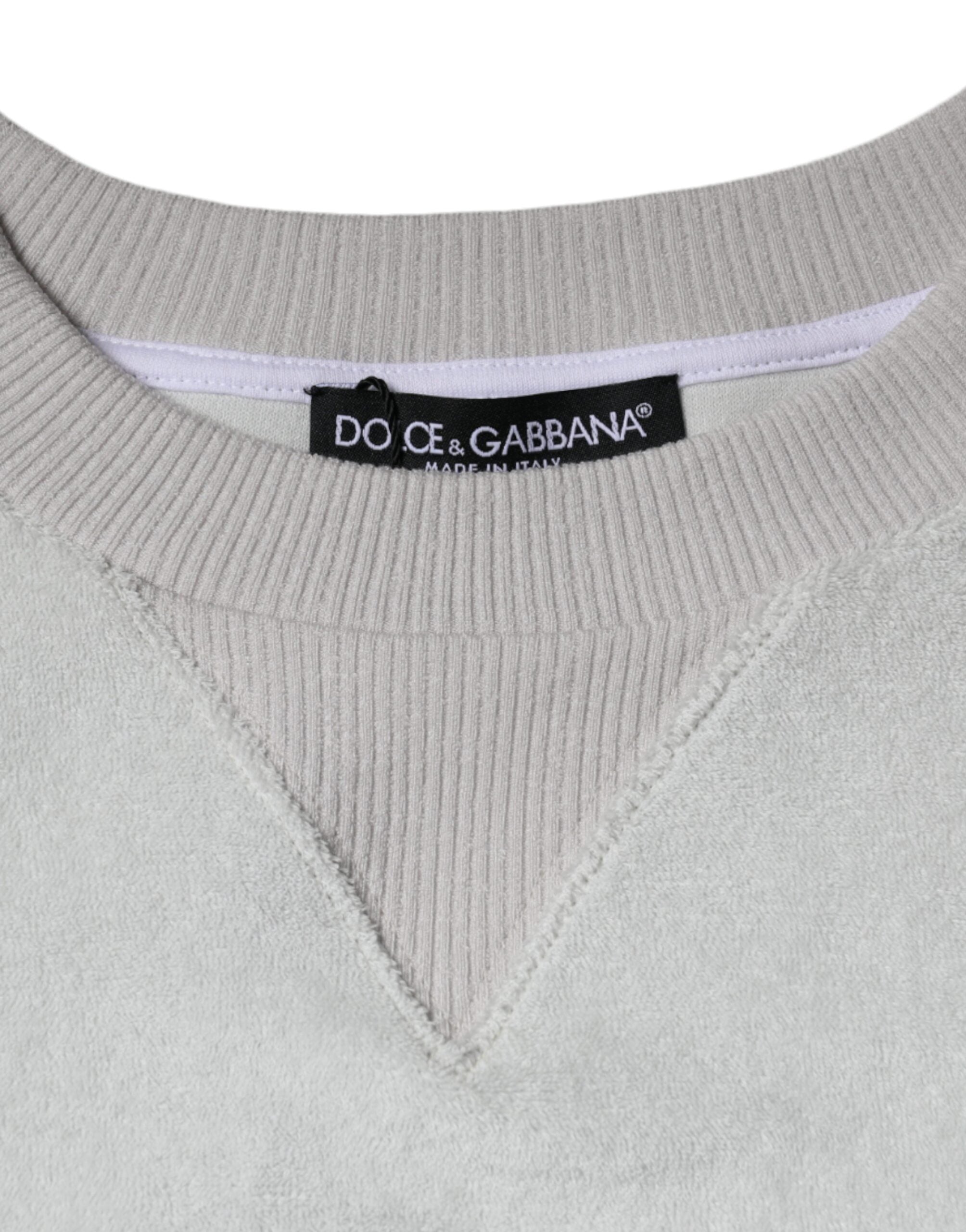 Dolce & Gabbana Weißer Pullover mit Rundhalsausschnitt aus elastischem Nylon