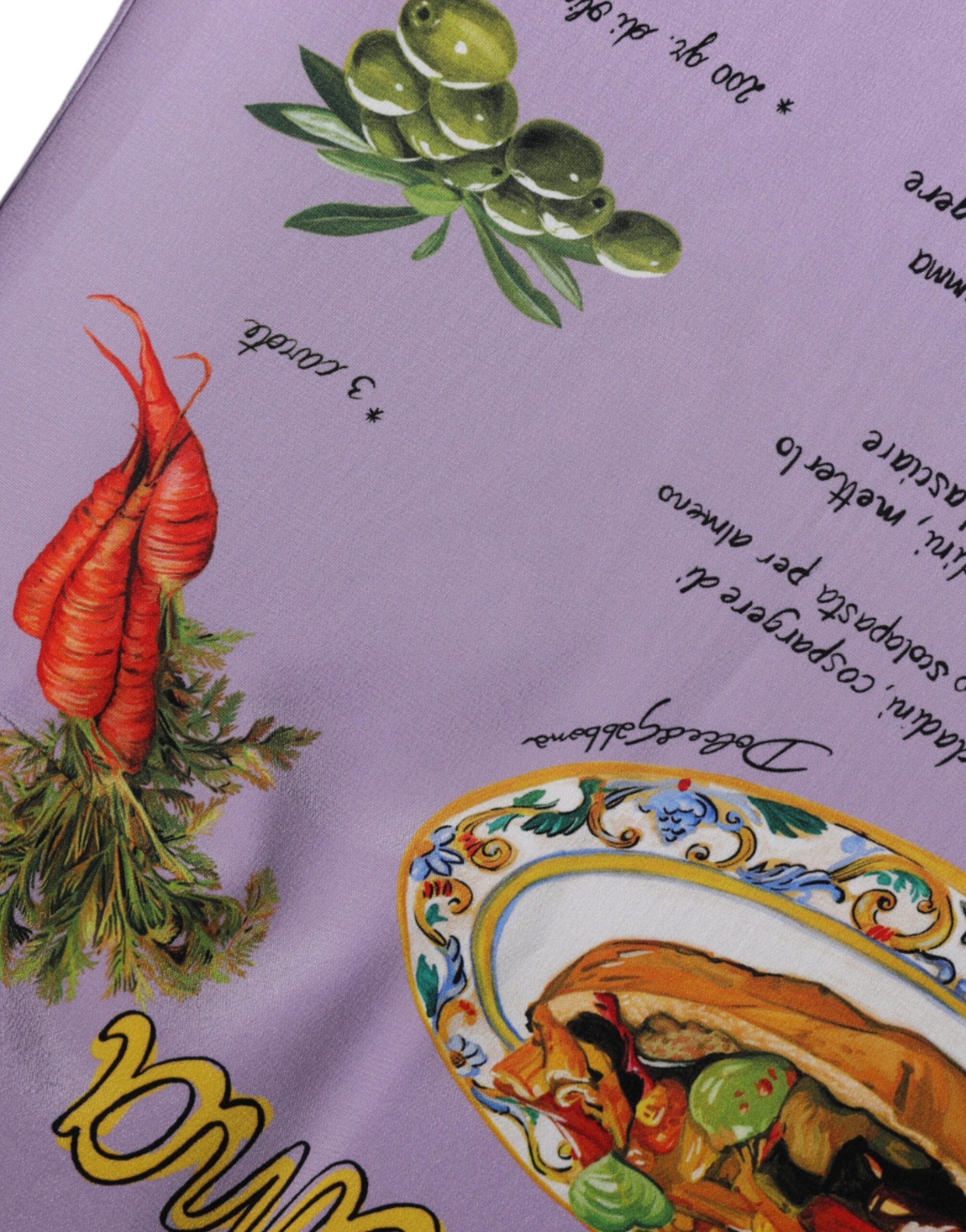 Dolce & Gabbana Lila Seiden-Tanktop mit Caponata Siciliana Print