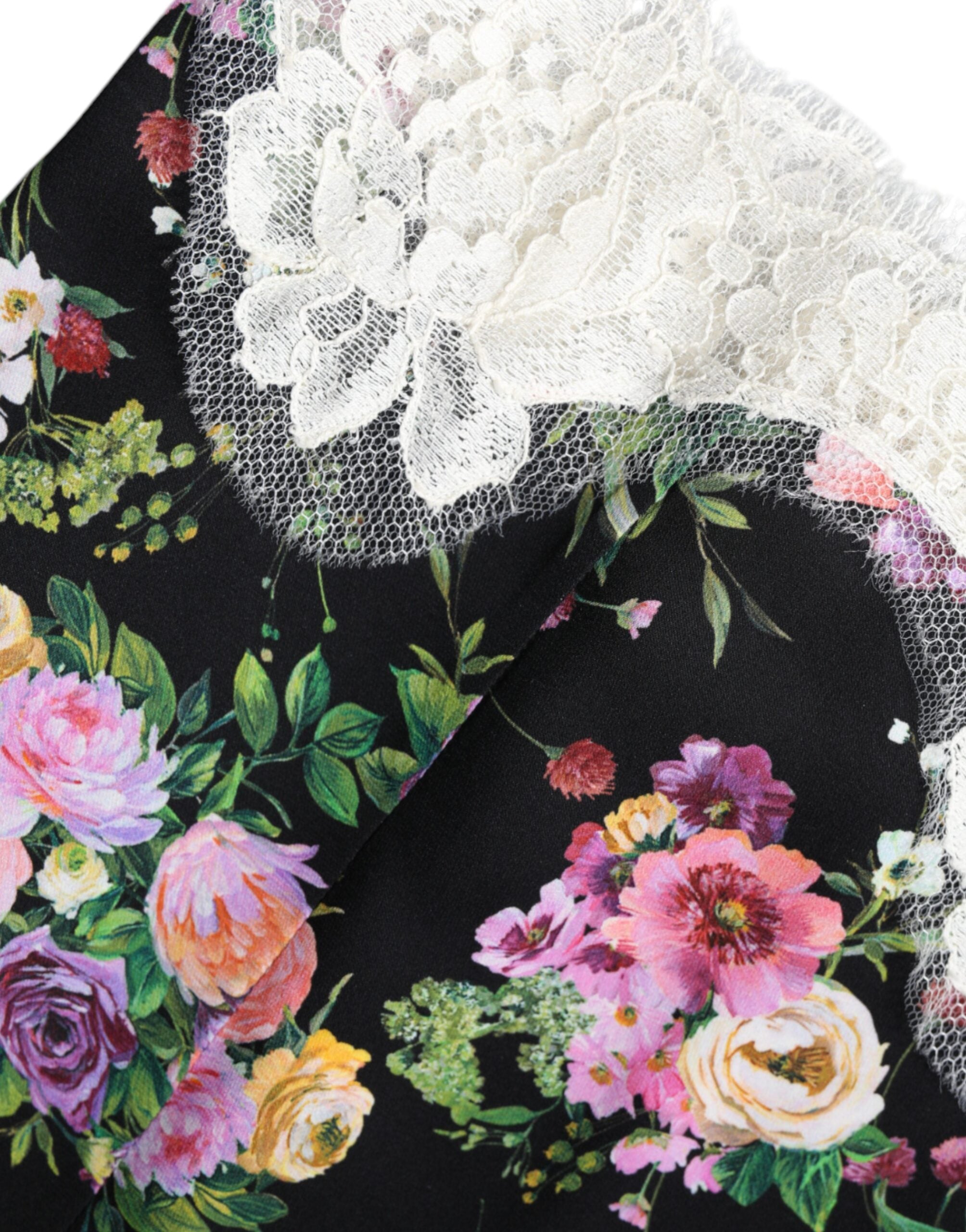 Dolce & Gabbana Schwarze Bluse aus Blumenspitze mit kurzen Ärmeln