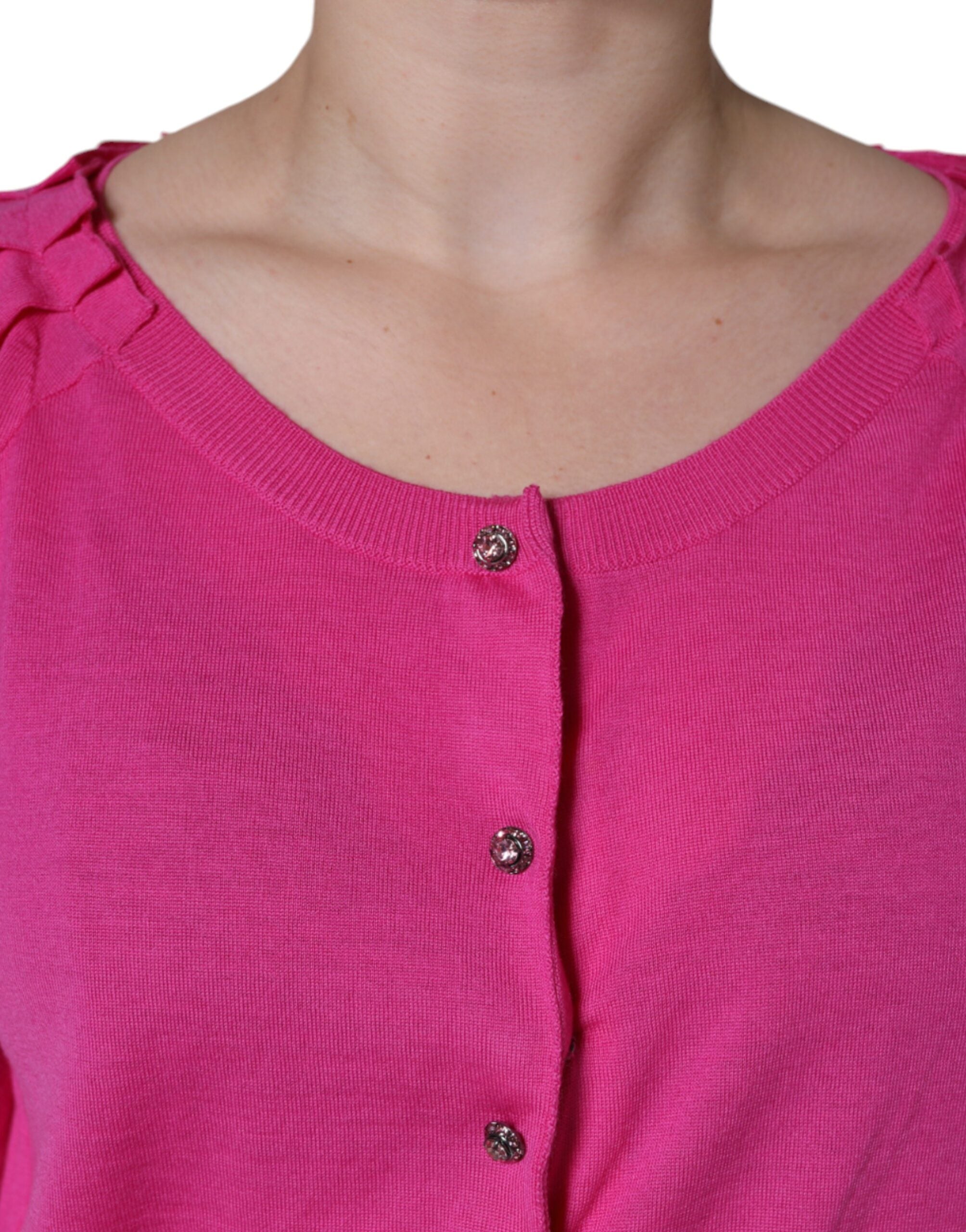 Dolce & Gabbana Rosa Bluse mit kurzen Ärmeln aus Wolle und Knöpfen