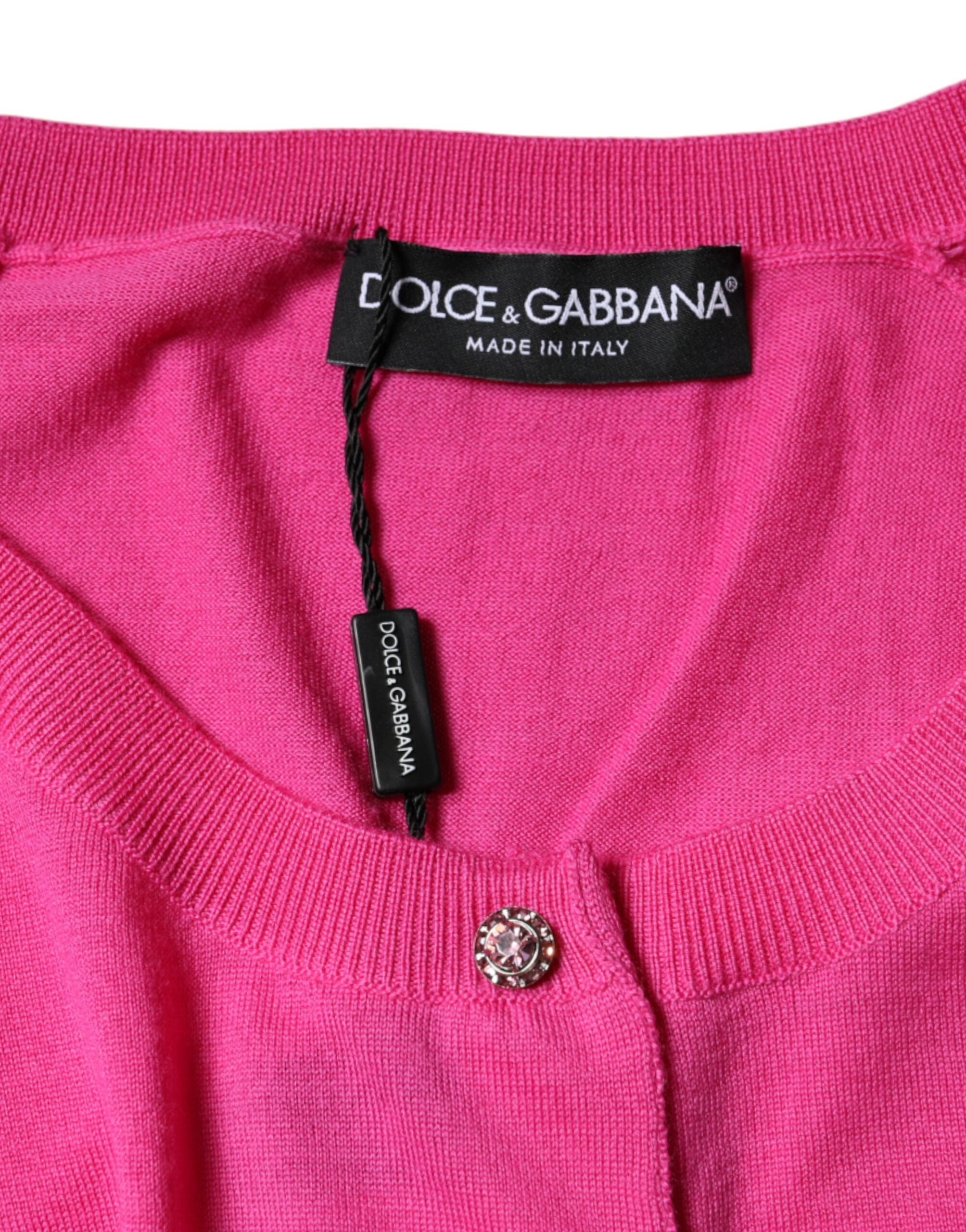 Dolce & Gabbana Rosa Bluse mit kurzen Ärmeln aus Wolle und Knöpfen