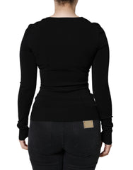 Dolce & Gabbana Zwarte Blouse Lange Mouwen Vierkante Hals Top