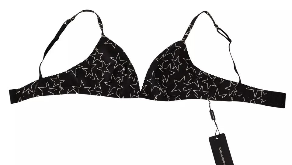Dolce & Gabbana Schwarzer Millennials Star Baumwoll-BH ohne Bügel Unterwäsche