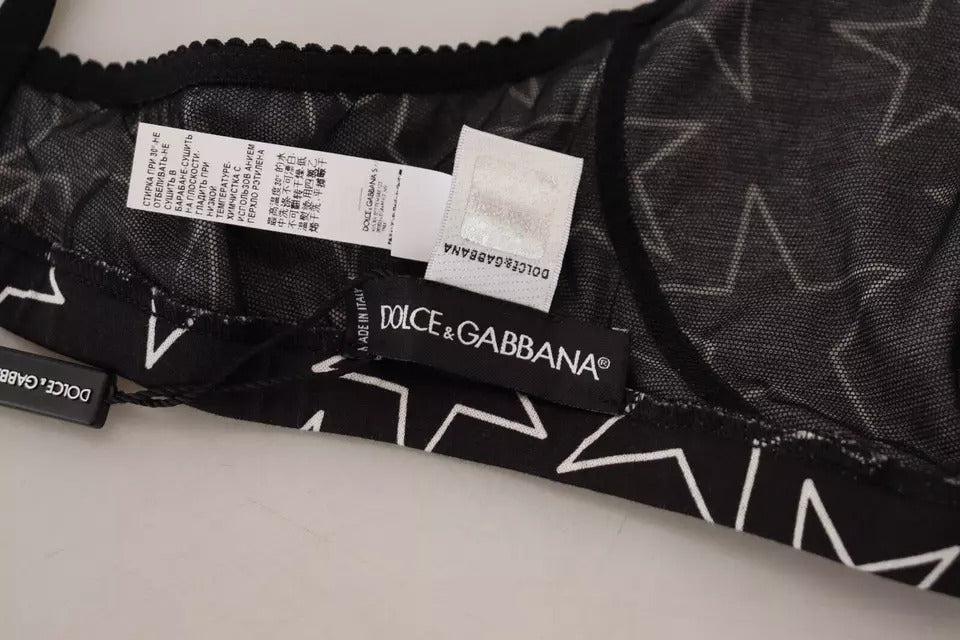 Dolce & Gabbana Schwarzer Millennials Star Baumwoll-BH ohne Bügel Unterwäsche