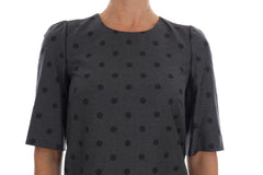 Dolce & Gabbana Grijs Nauwsluitend Wollen Jurkje met Polkadots