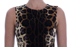 Dolce & Gabbana Bruine Zijden Schedejurk met Luipaardprint