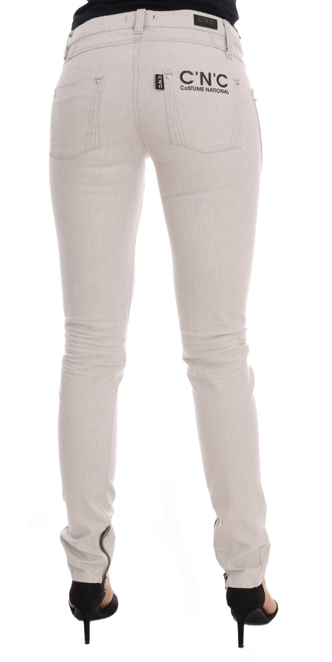 Costume National Weiße Stretch-Jeans aus Baumwolle, Slim Fit
