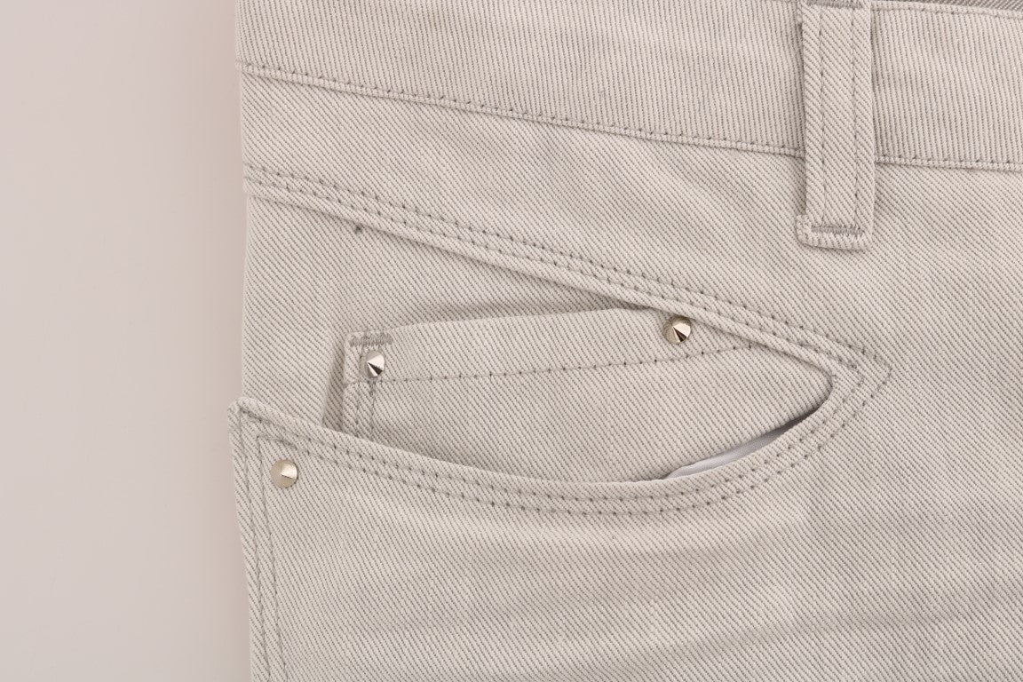 Costume National Weiße Stretch-Jeans aus Baumwolle, Slim Fit
