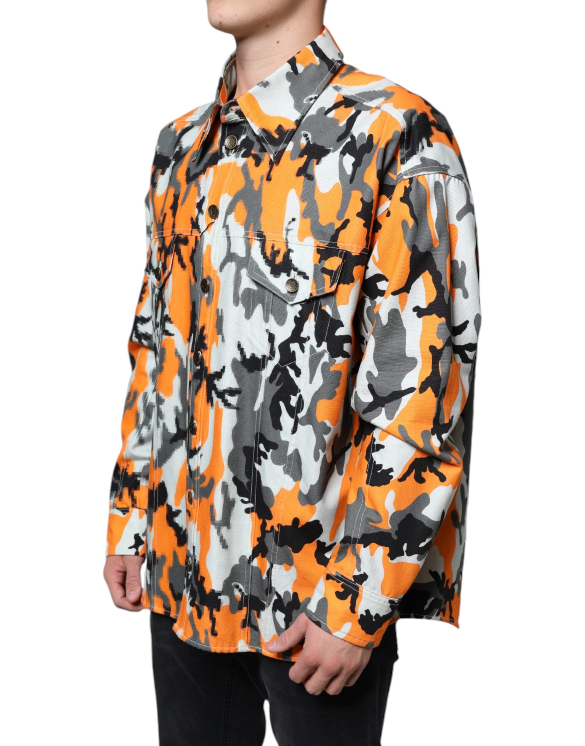Dolce &amp; Gabbana – Mehrfarbige Camouflage-Jeansjacke aus Baumwolldenim mit Kragen