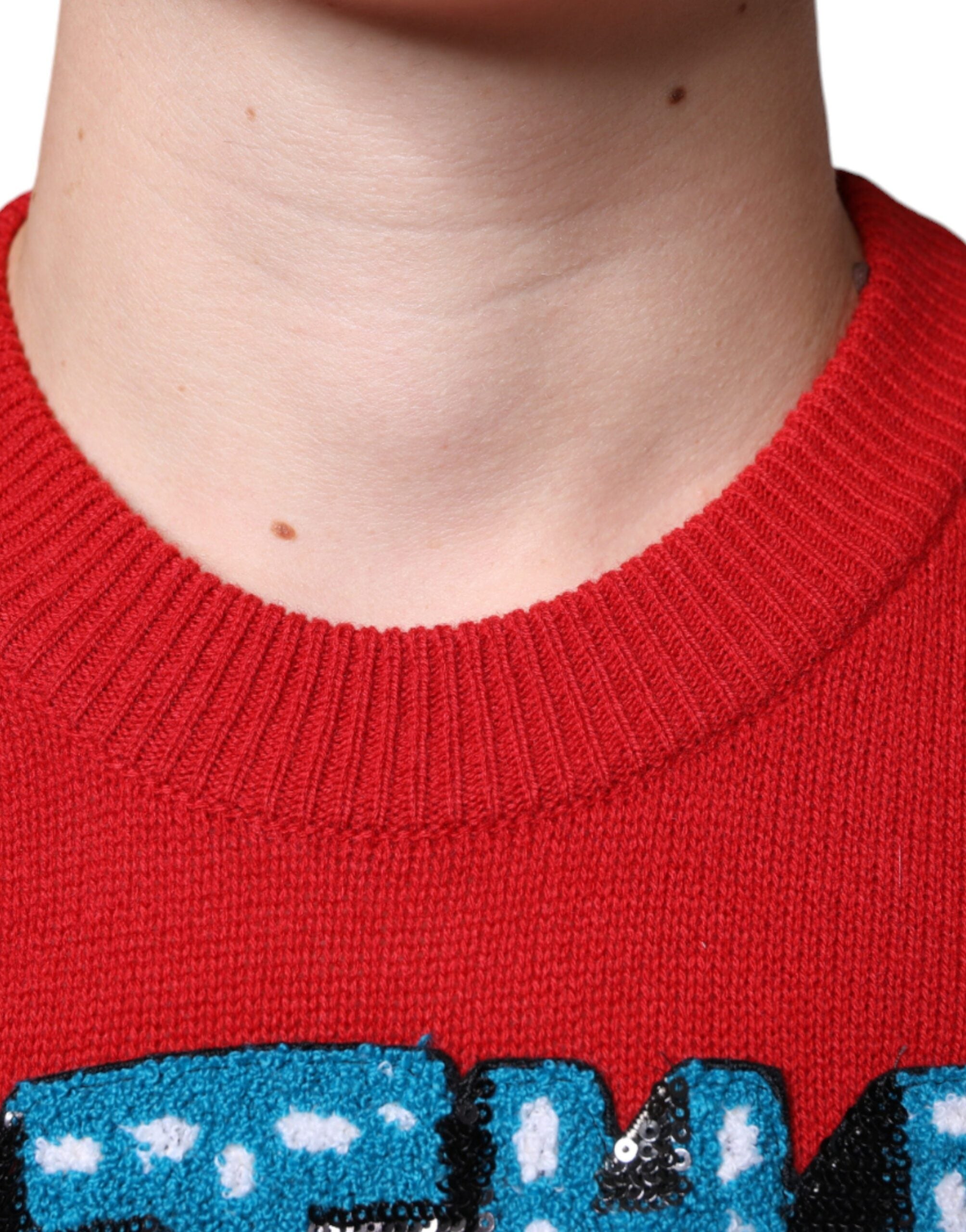 Dolce & Gabbana Roter Pullover aus Wolle mit Rundhalsausschnitt und „I'm The King“-Aufschrift