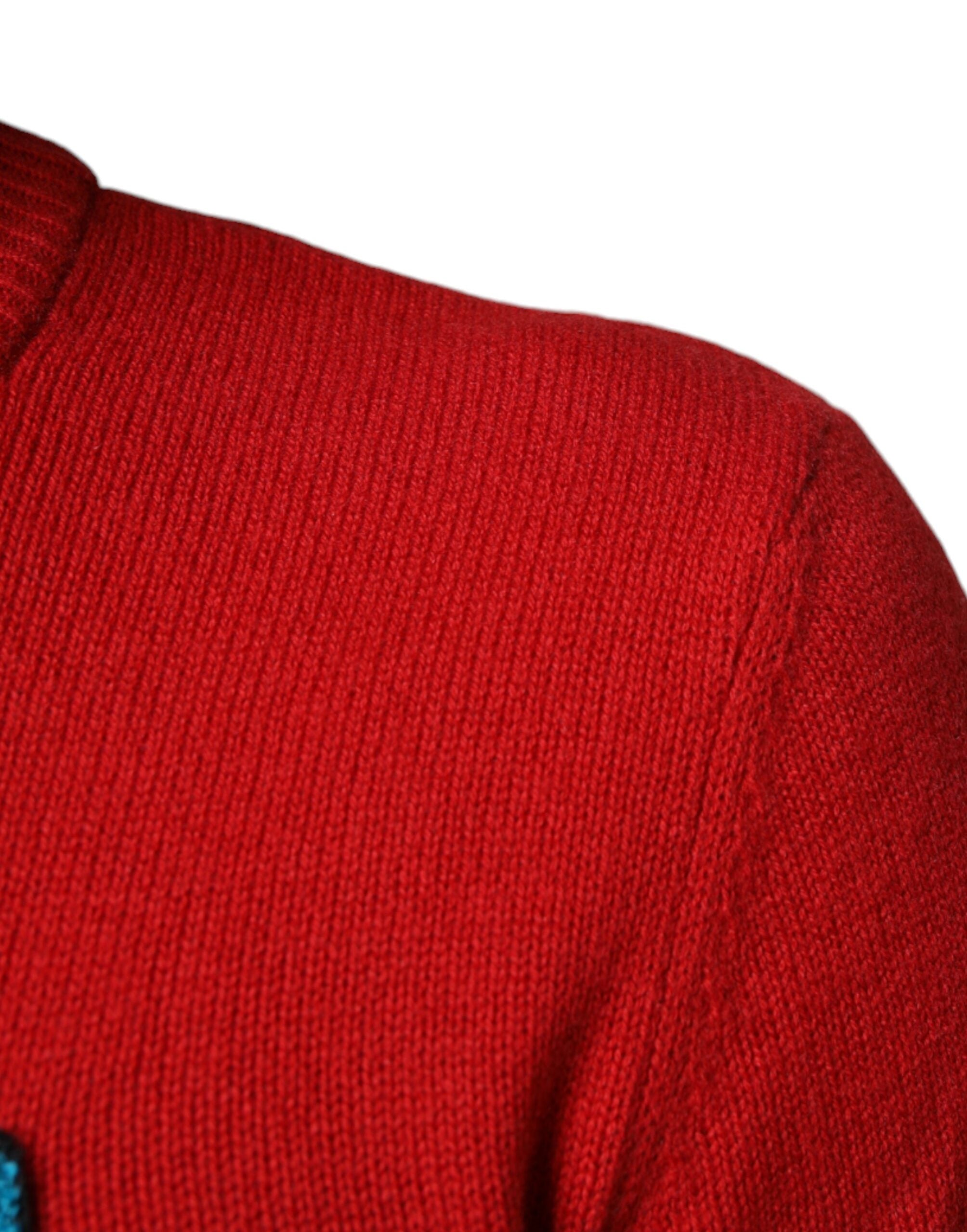 Dolce & Gabbana Roter Pullover aus Wolle mit Rundhalsausschnitt und „I'm The King“-Aufschrift