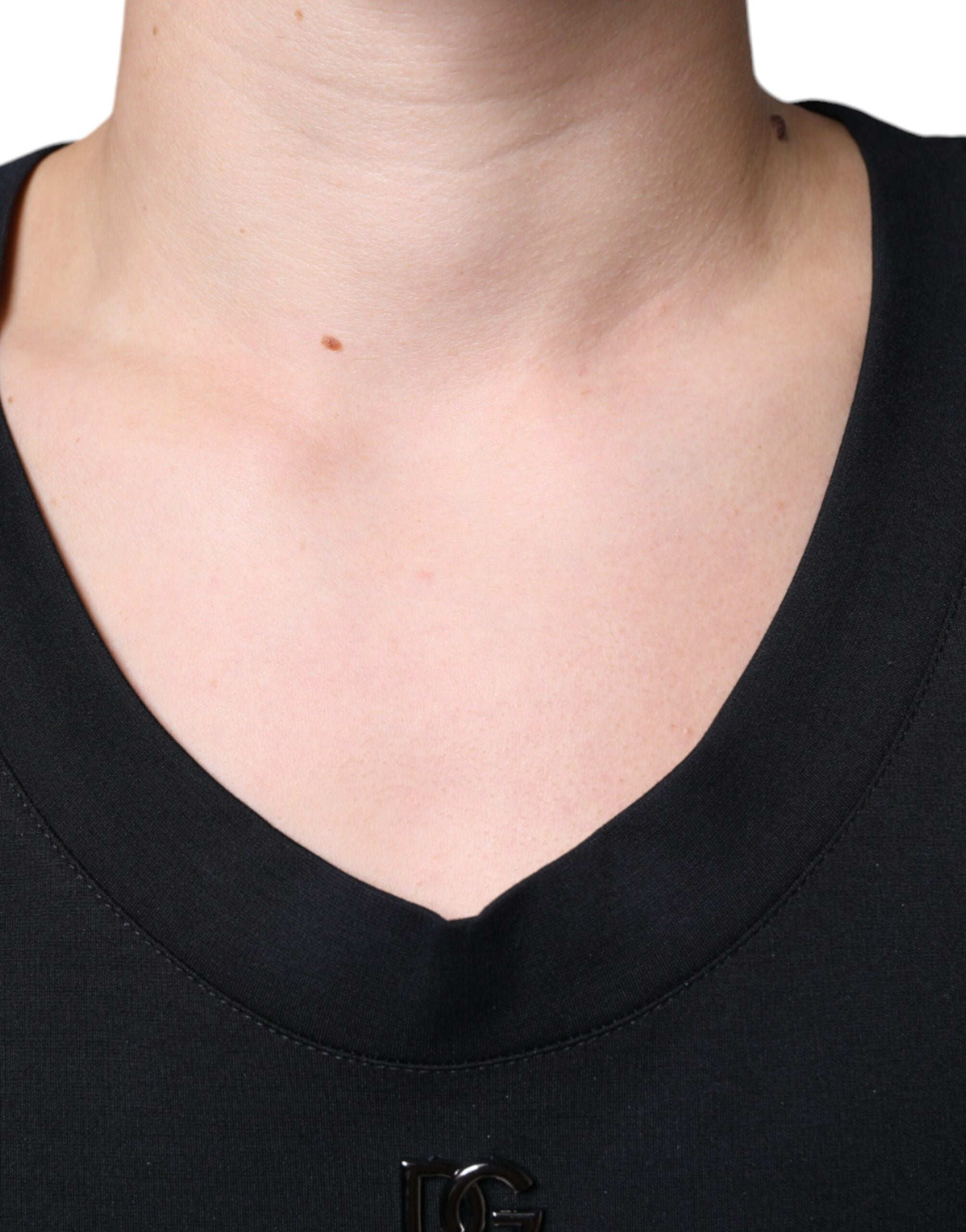 Dolce & Gabbana Schwarzes Baumwoll-T-Shirt „Born To Be Free“ ohne Ärmel