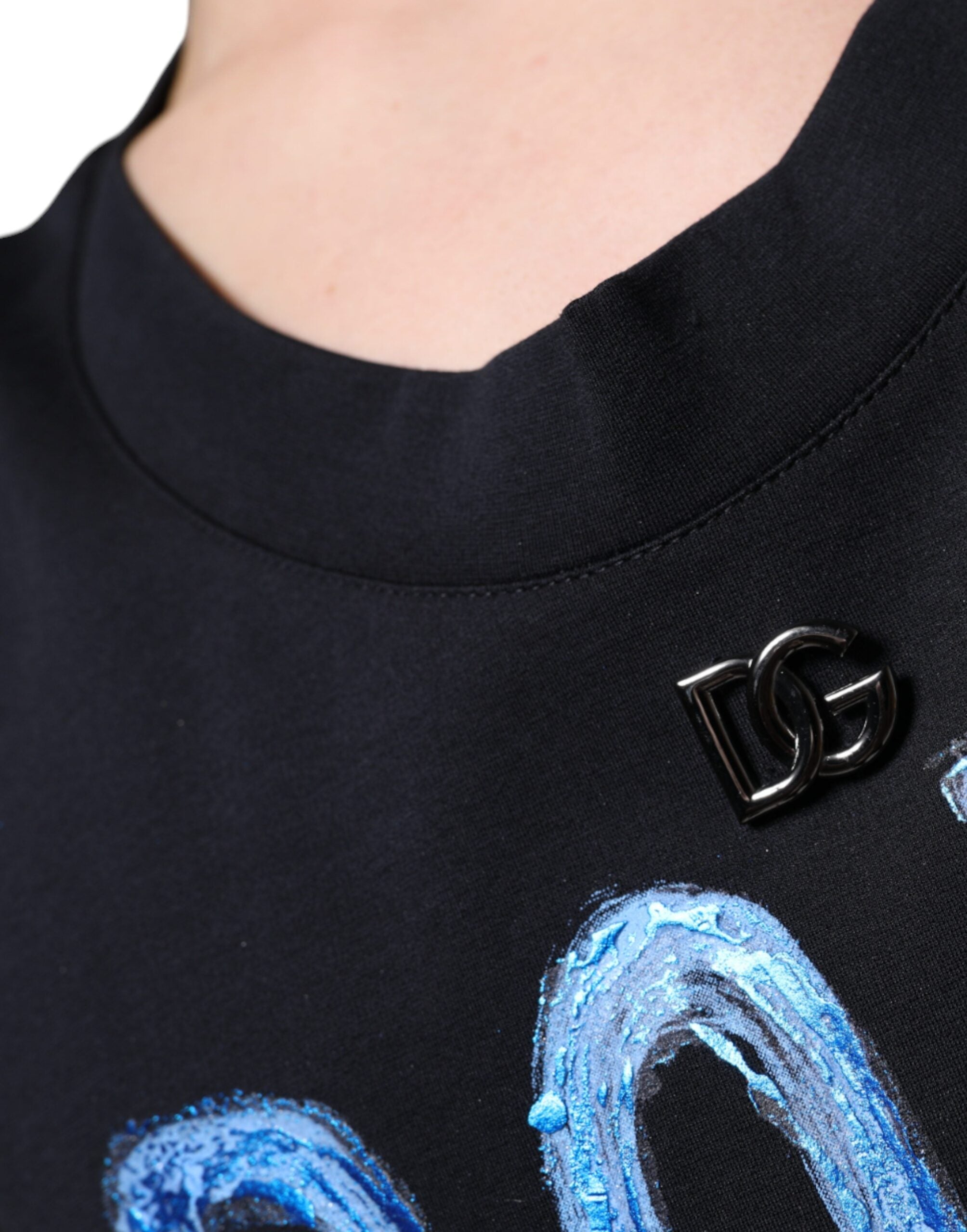 Dolce & Gabbana Schwarzes Baumwoll-T-Shirt „Born To Be Free“ ohne Ärmel