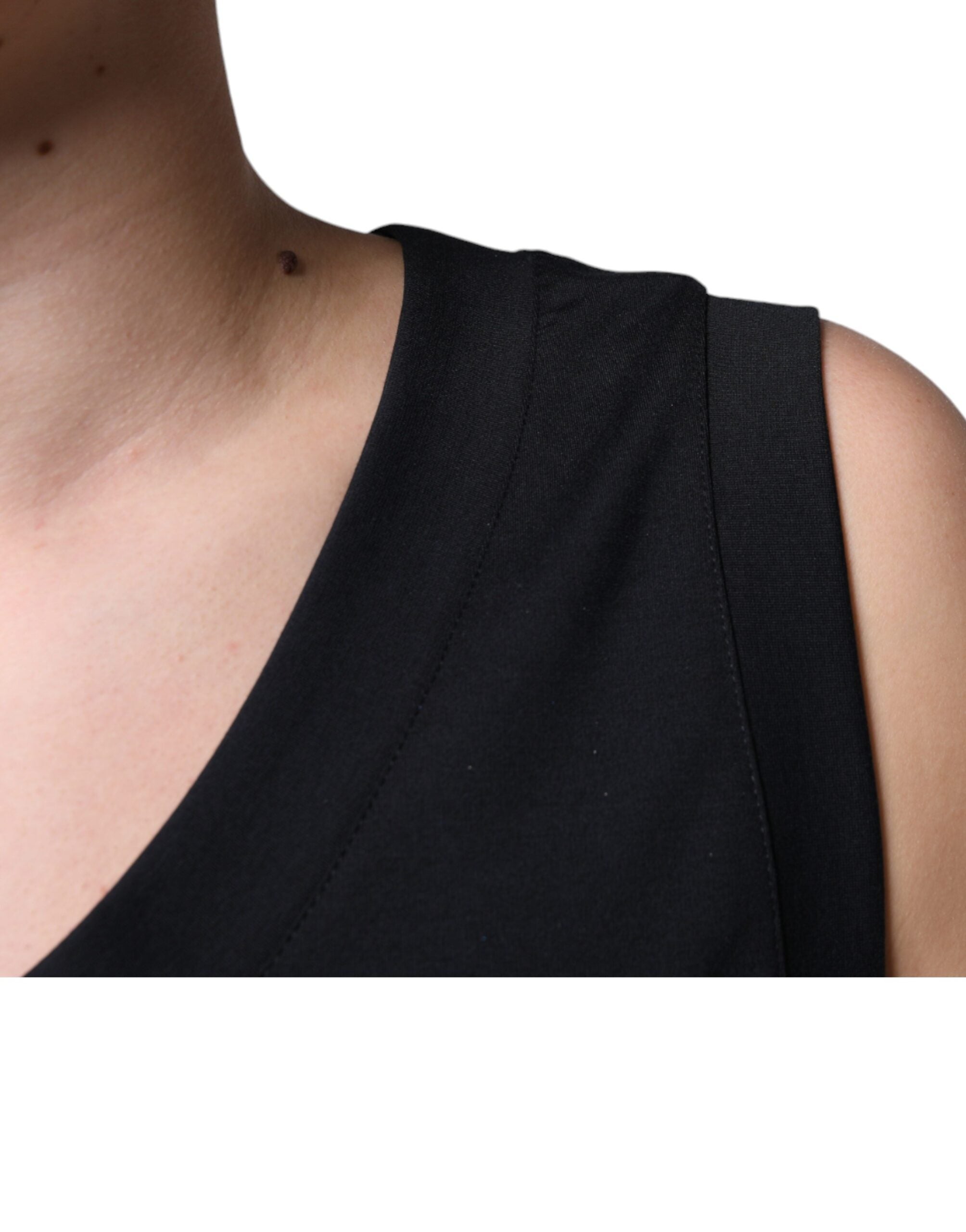 Dolce & Gabbana Schwarzes Baumwoll-T-Shirt „Born To Be Free“ ohne Ärmel