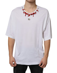 Dolce & Gabbana Wit Katoenen T-shirt met Kettingdetails