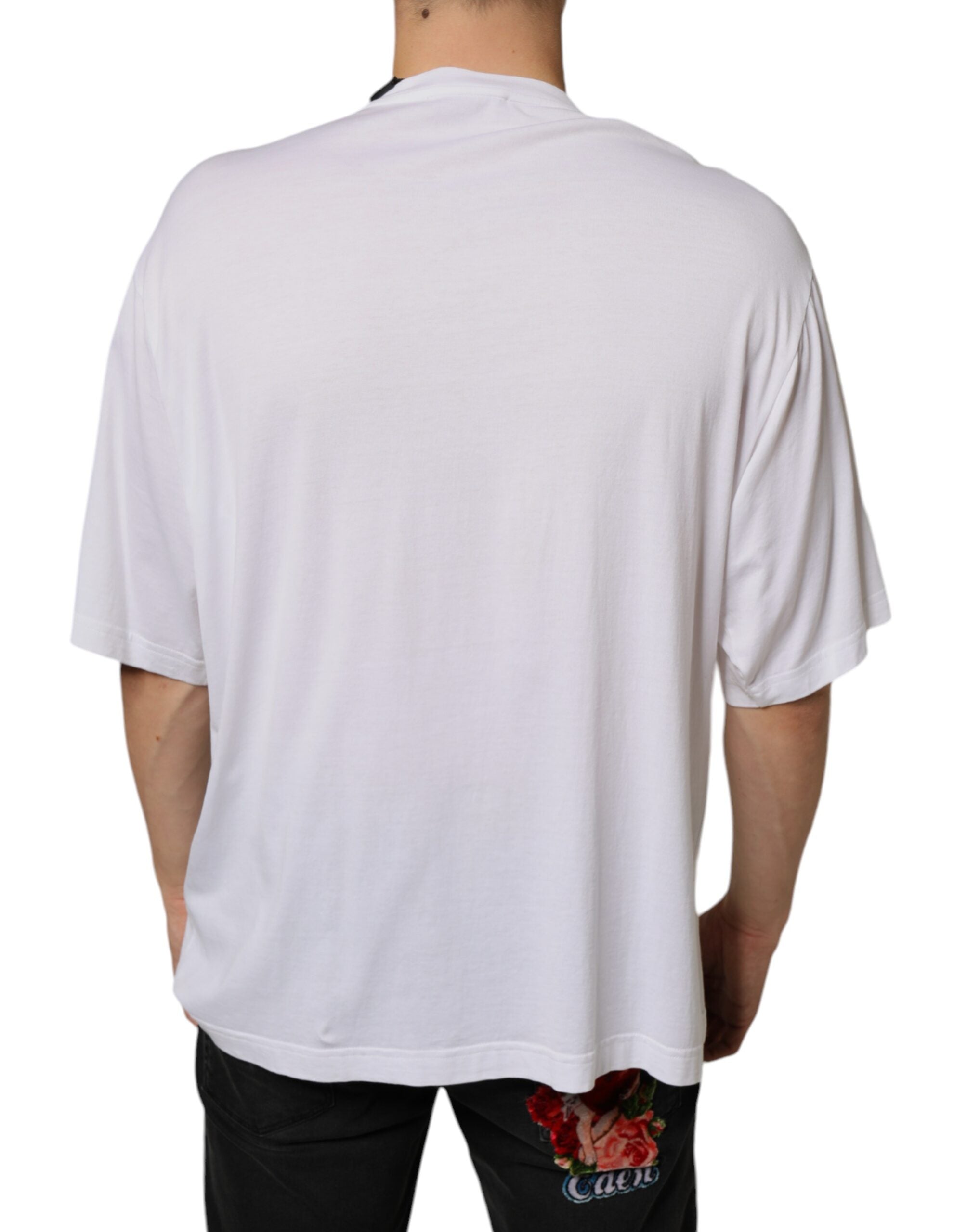 Dolce & Gabbana Wit Katoenen T-shirt met Kettingdetails
