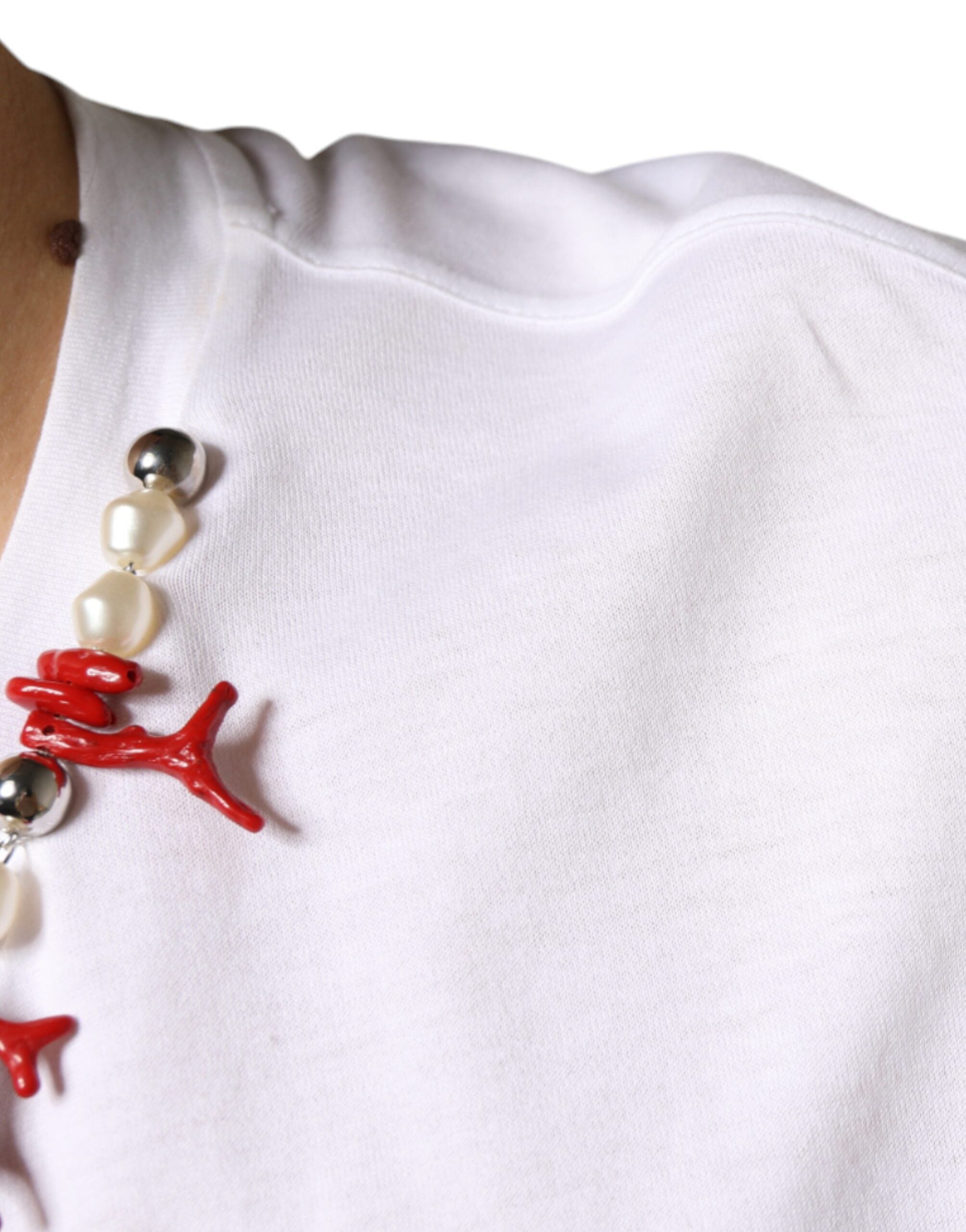 Dolce & Gabbana Wit Katoenen T-shirt met Kettingdetails