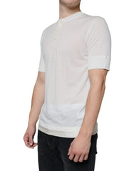 Dolce & Gabbana Off-White Baumwoll-T-Shirt mit kurzen Ärmeln