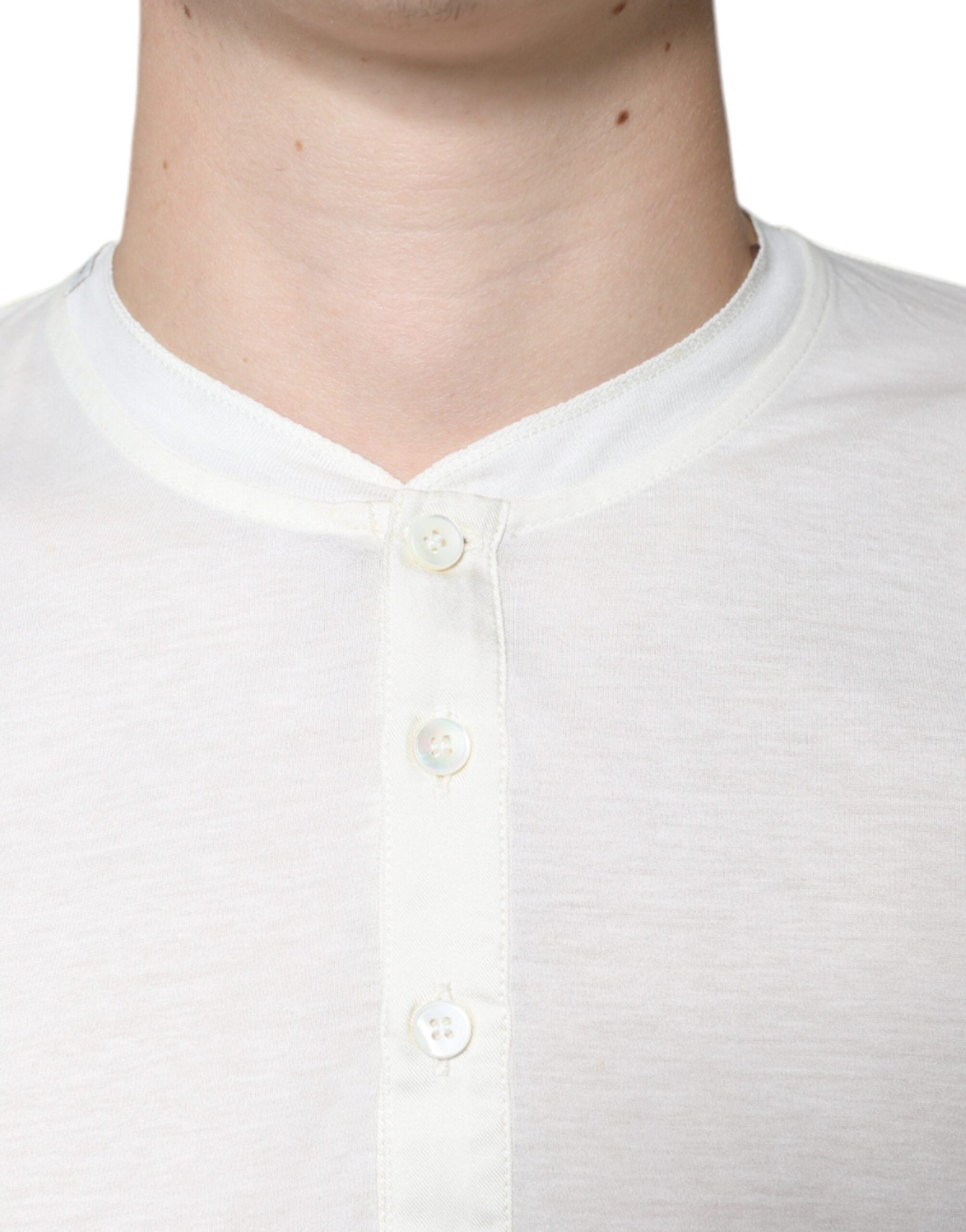 Dolce & Gabbana Off-White Baumwoll-T-Shirt mit kurzen Ärmeln