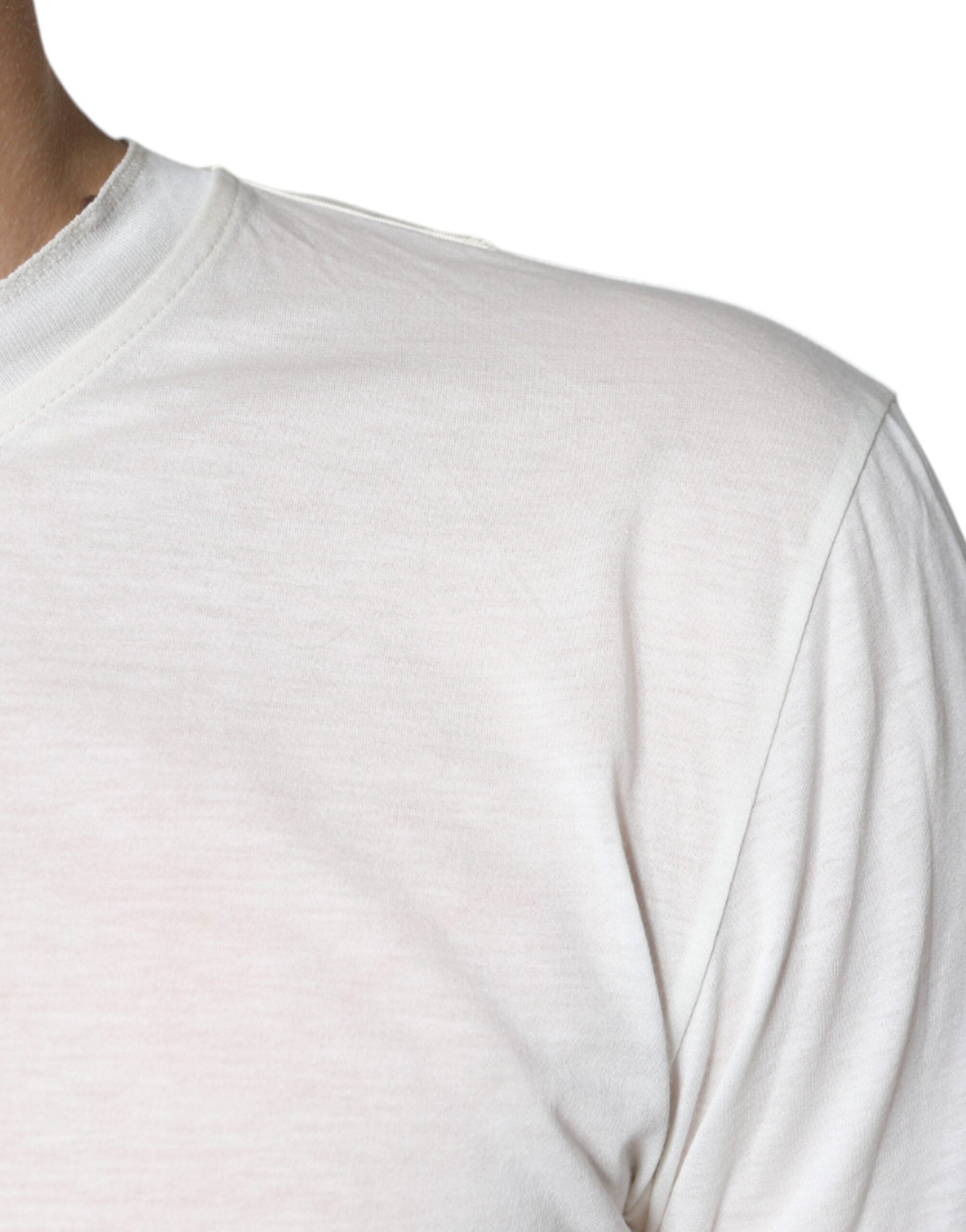 Dolce & Gabbana Off-White Baumwoll-T-Shirt mit kurzen Ärmeln