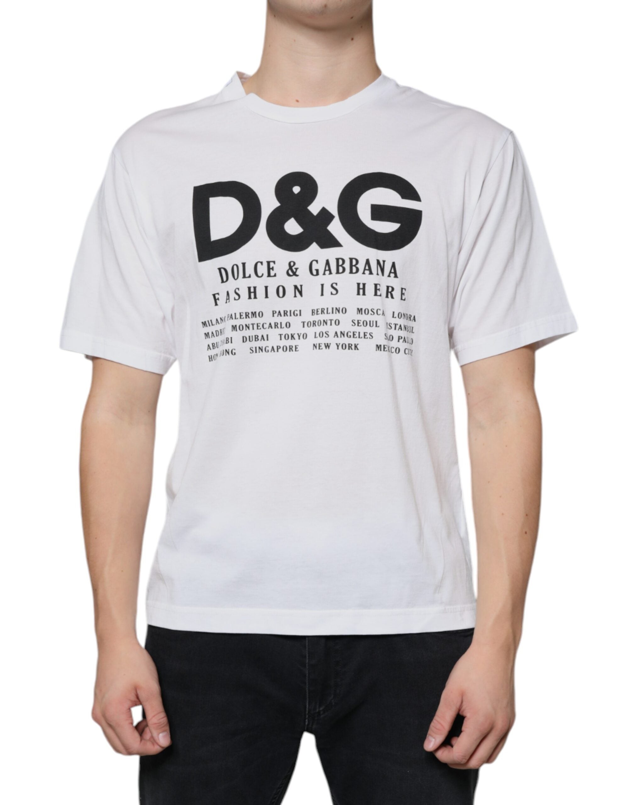 Dolce & Gabbana Weißes Baumwoll-T-Shirt mit DG Logo Print
